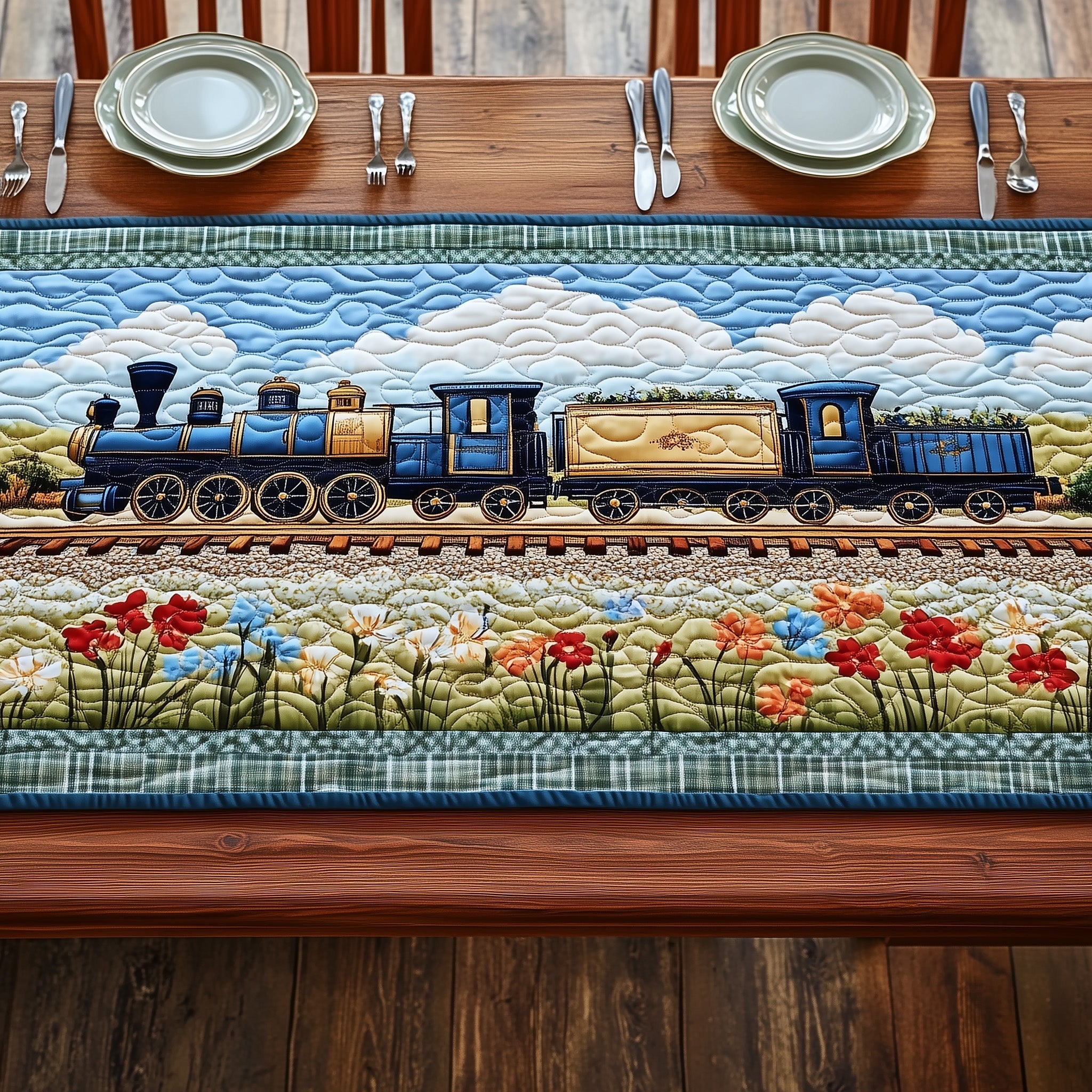 Train Quilted Table Runner Table Runner Dining Table Best Mothers Day Gift Ideas
