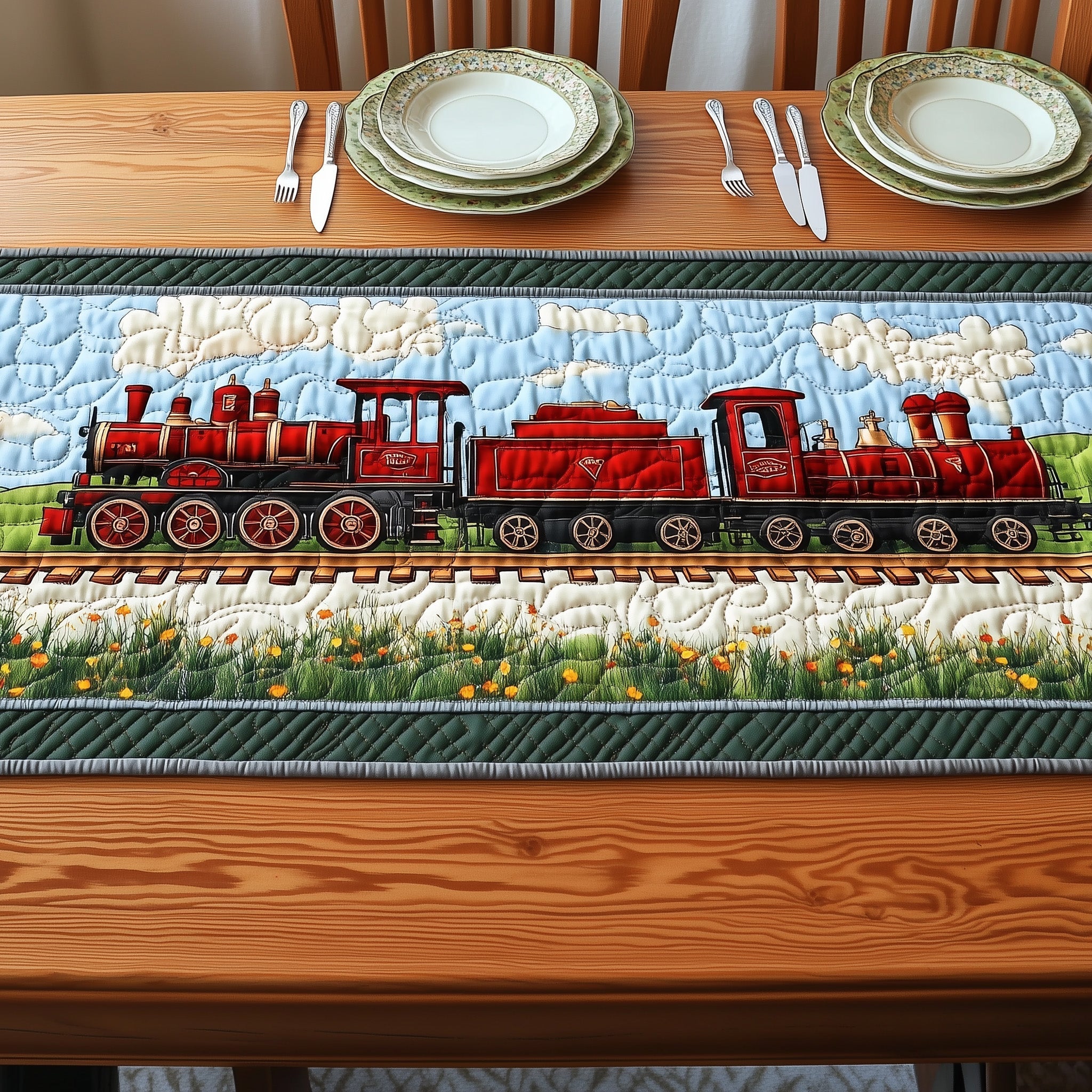 Train Quilted Table Runner Target Table Runner Great Mother's Day Gift Ideas