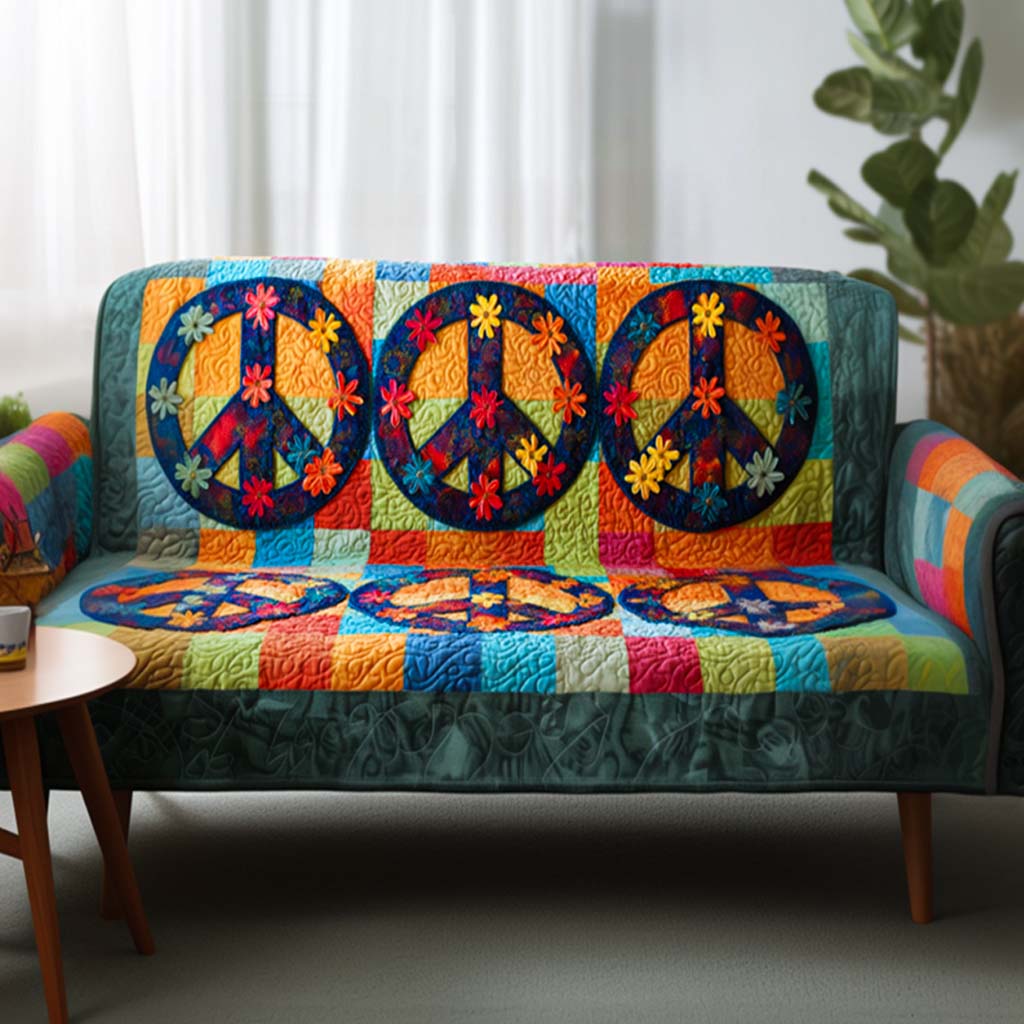Tranquil Heart Quilted Sofa Cover Sofa Slip Covers Hippie Gifts For Him