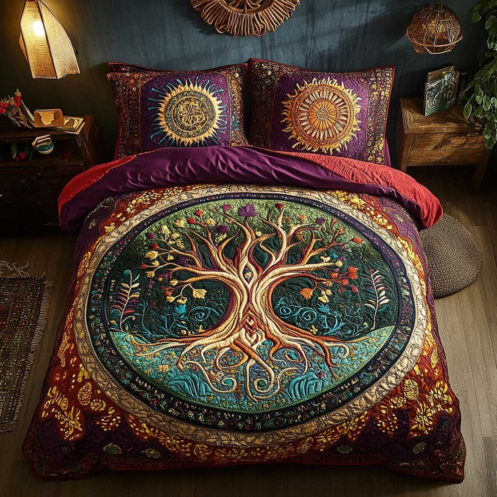 Tree Of Life Quilted Bedding Set Bohemian Bed Sheet Set Bedroom Decor Gifts Ideas