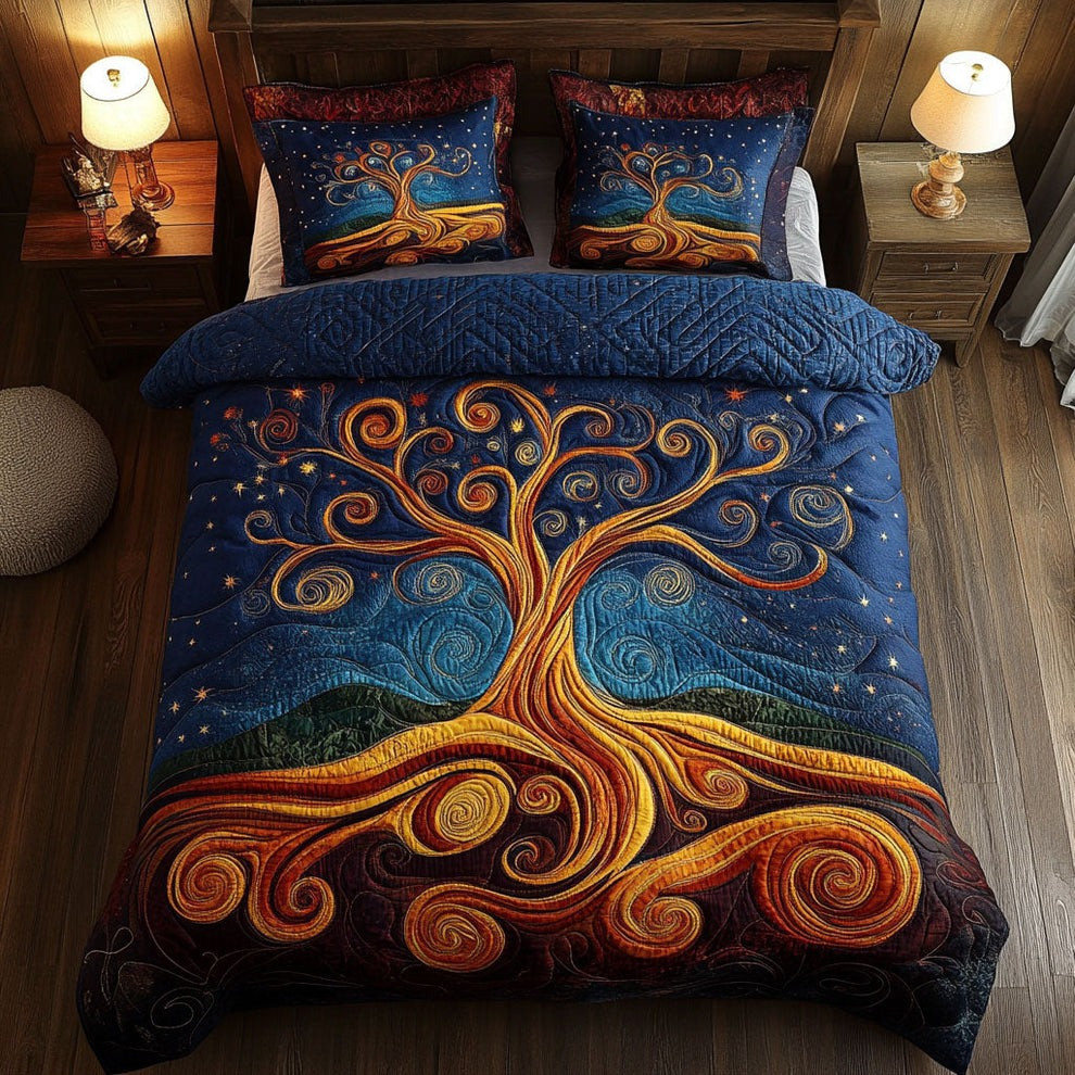 Tree Of Life Quilted Bedding Set Christmas Majestic Duvet Cover Gift Ideas For Family