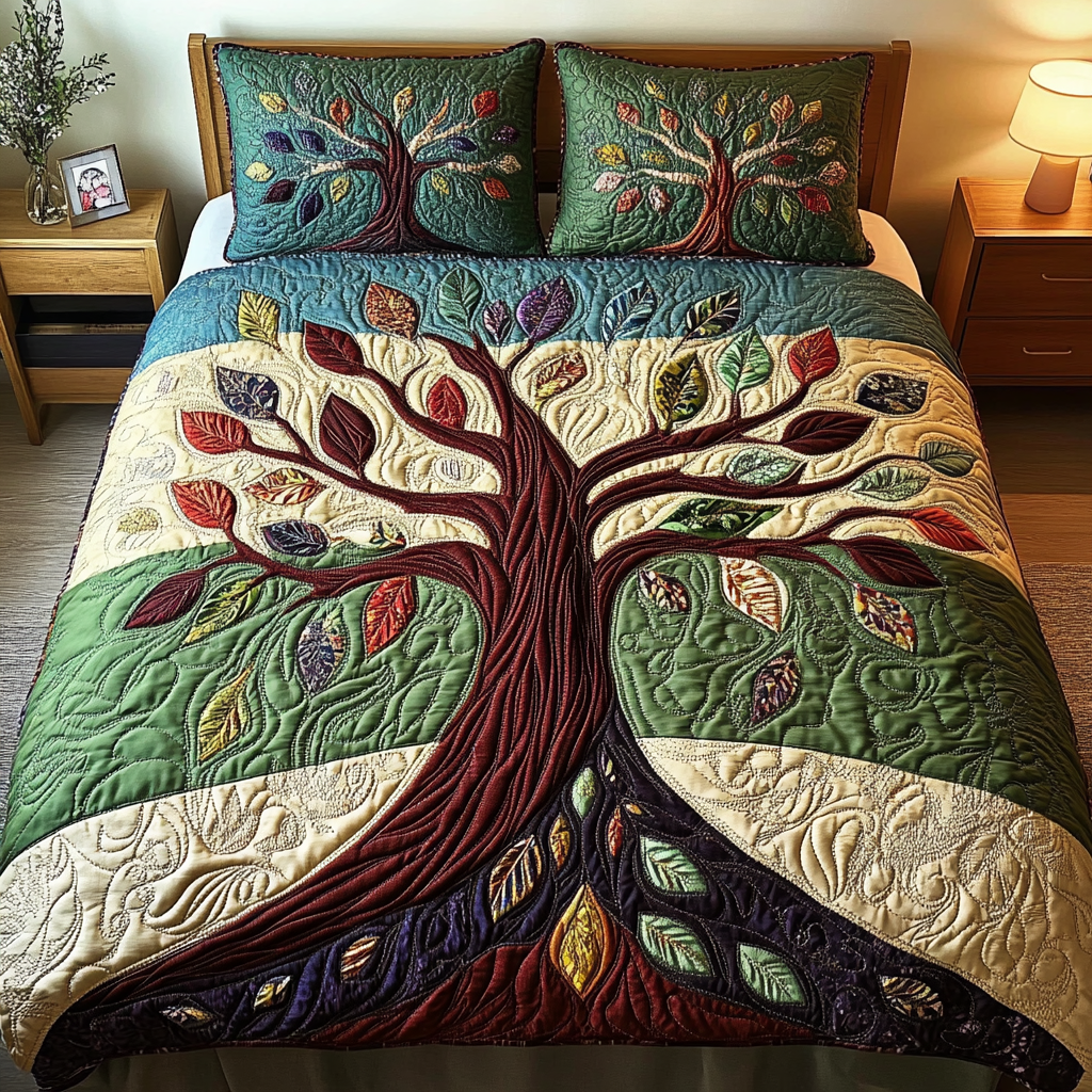 Tree of Life Quilted Bedding Set Duvet Cover Sheets Tree Of Life Memorial Gift