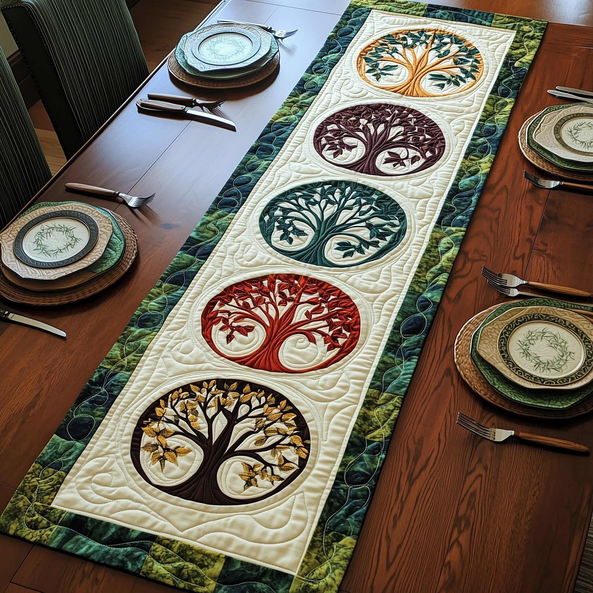 Tree Of Life Quilted Table Runner Dining Table Table Runner Tree Of Life Gifts For Him