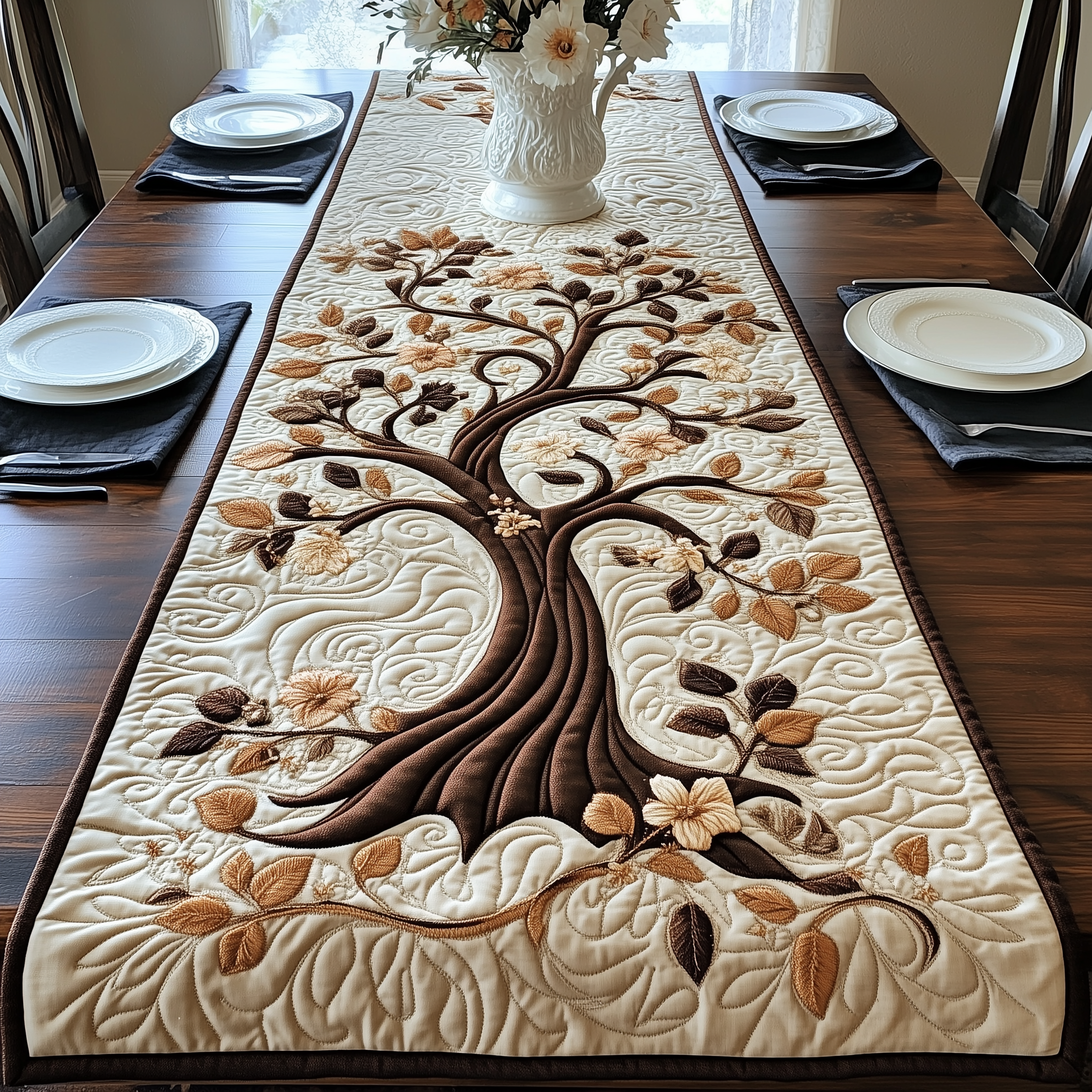 Tree Of Life Quilted Table Runner Elegant Dining Table Runner Tree Of Life Gifts For Mom