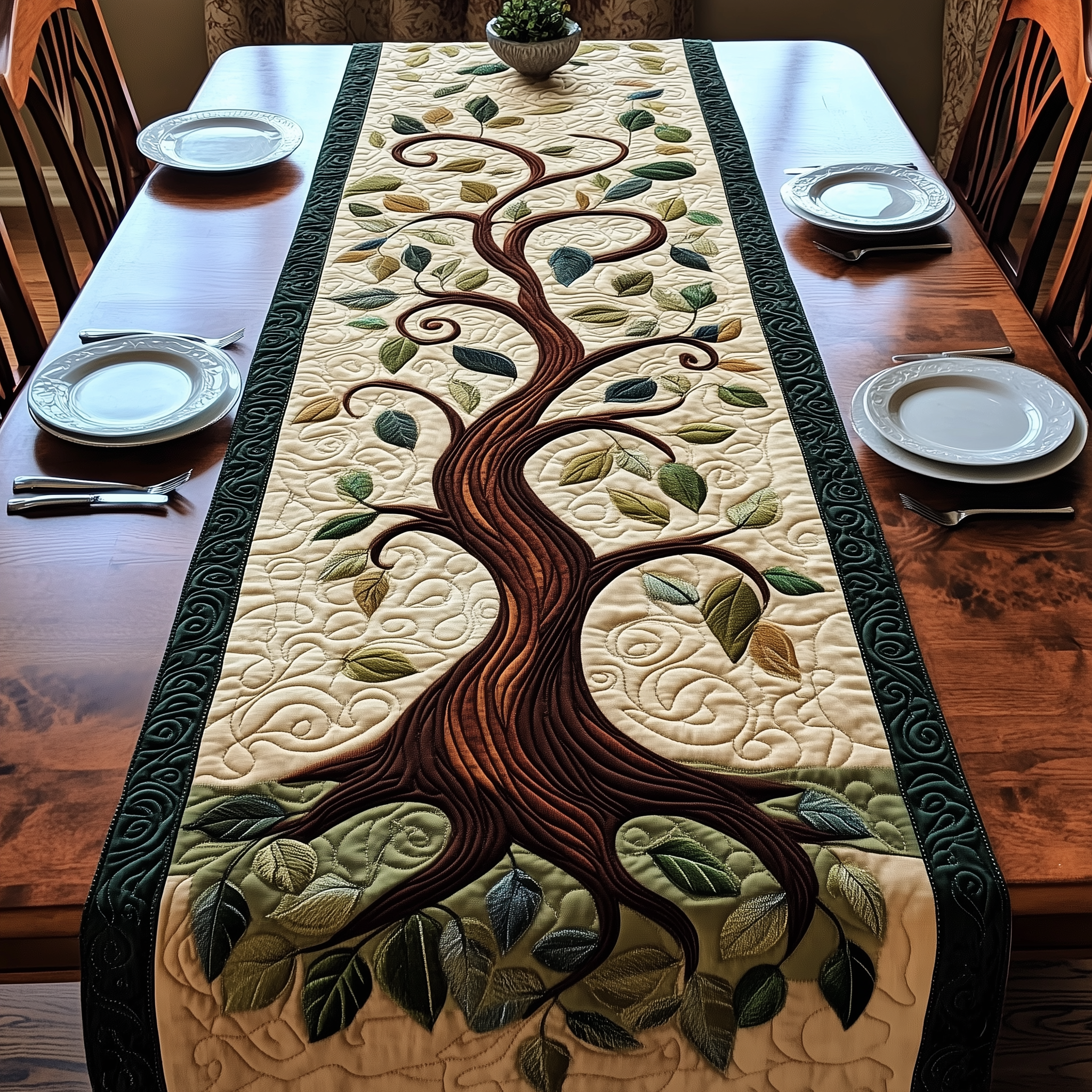 Tree Of Life Quilted Table Runner Table Mat Runner Tree Of Life Gifts For Him