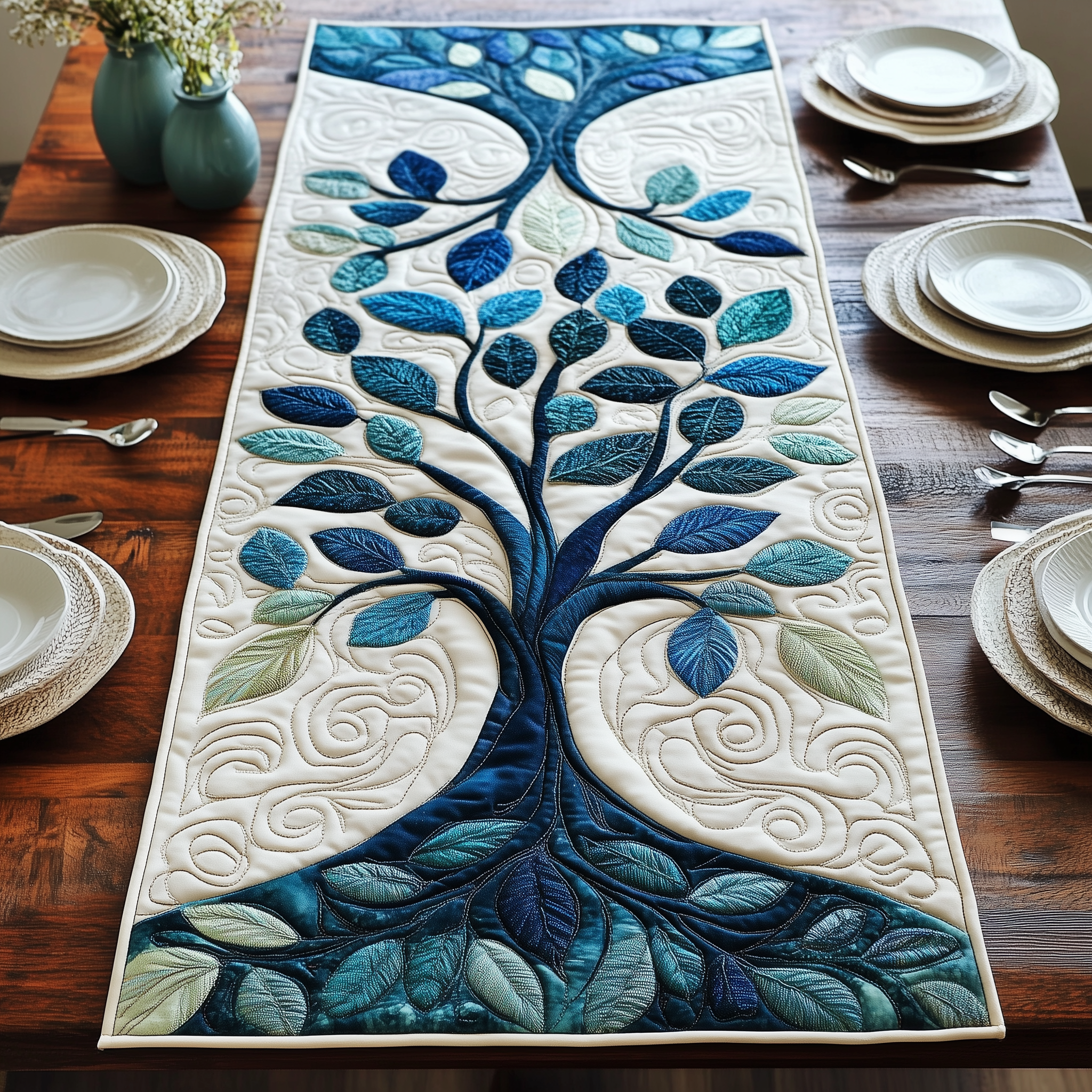 Tree Of Life Quilted Table Runner Table Runner Dining Table Tree Of Life Gifts For Adults