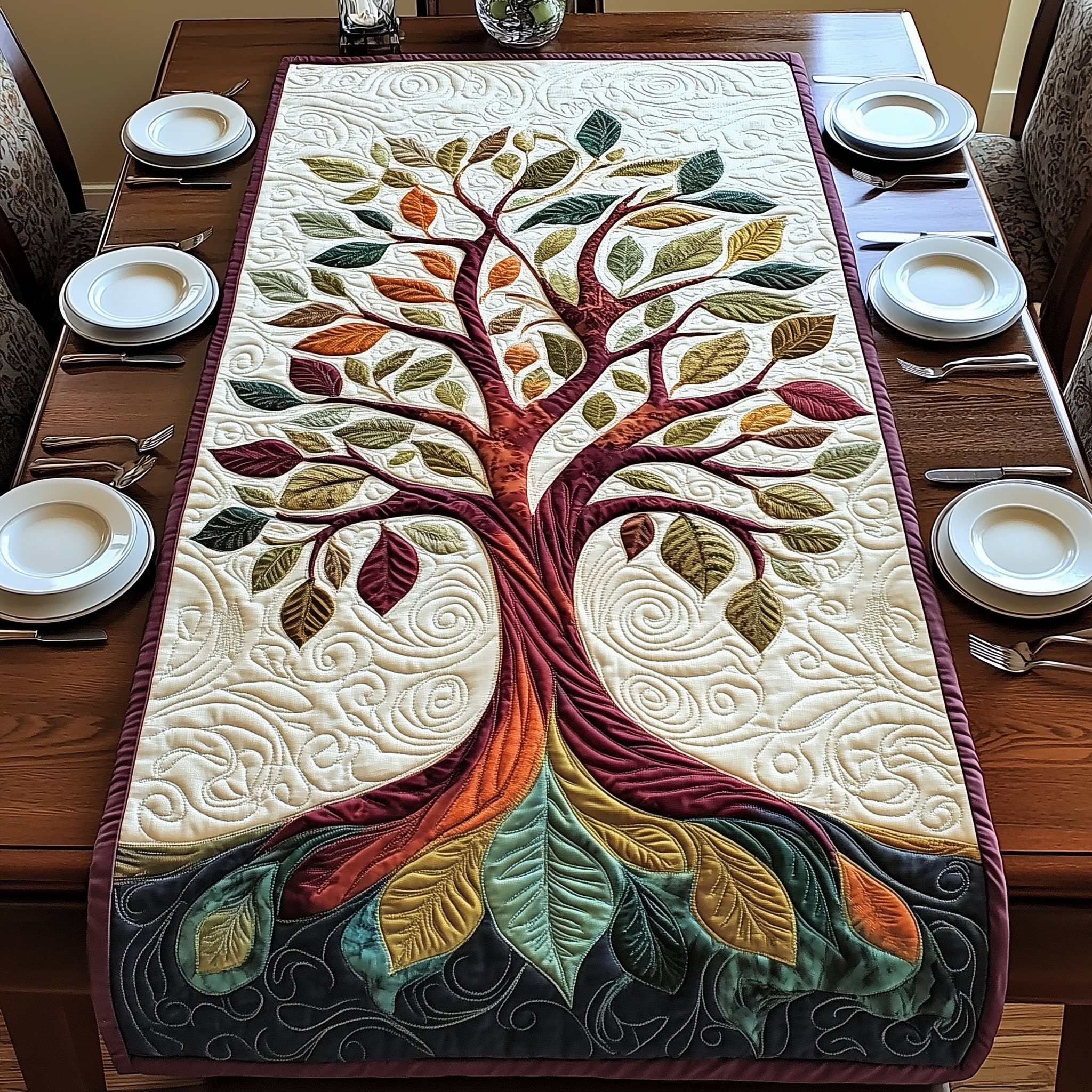 Tree Of Life Quilted Table Runner Unique Table Runner Tree Of Life Themed Gifts