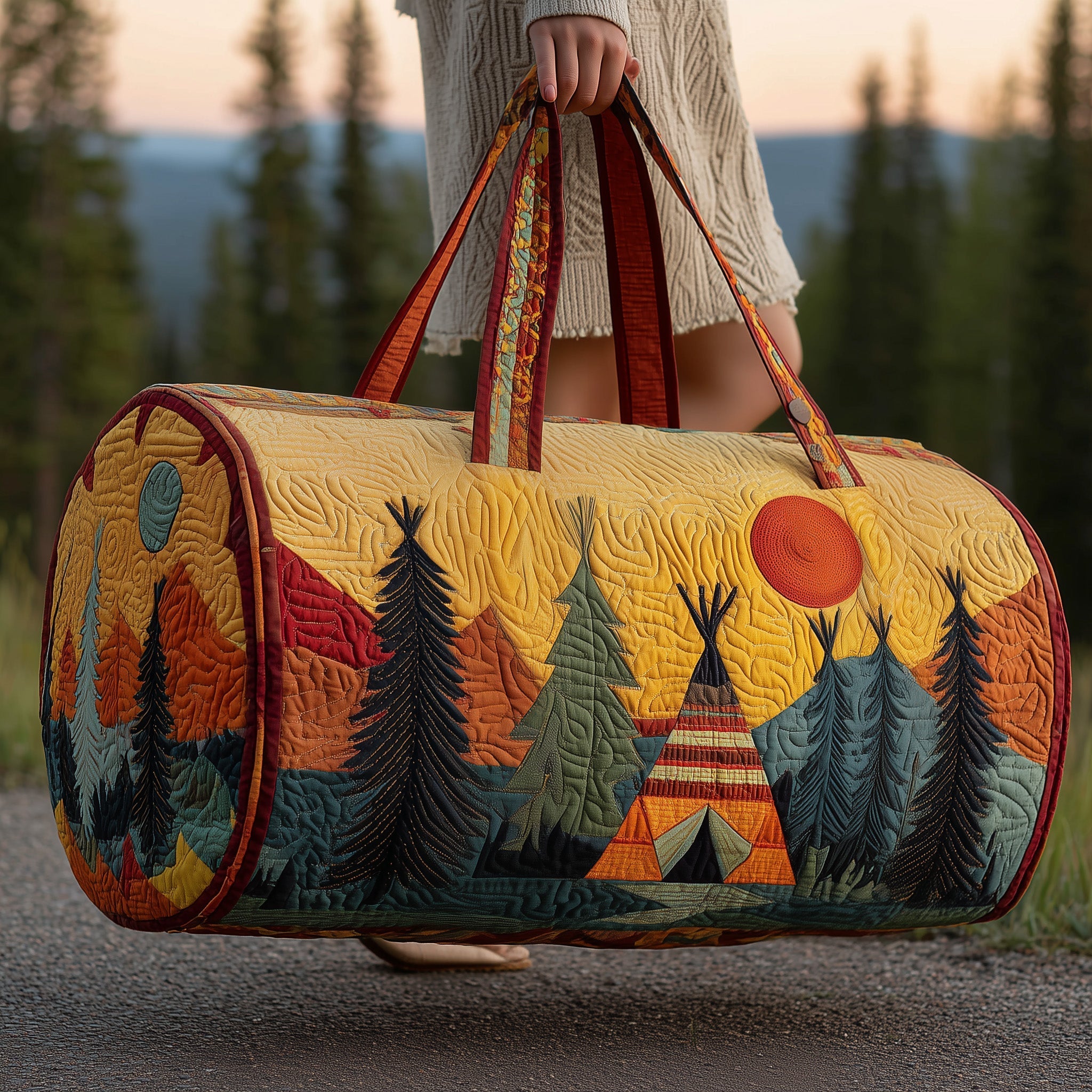 Tribal Comfort Quilted Duffle Bag Cute Womens Duffle Bag Native American Presents