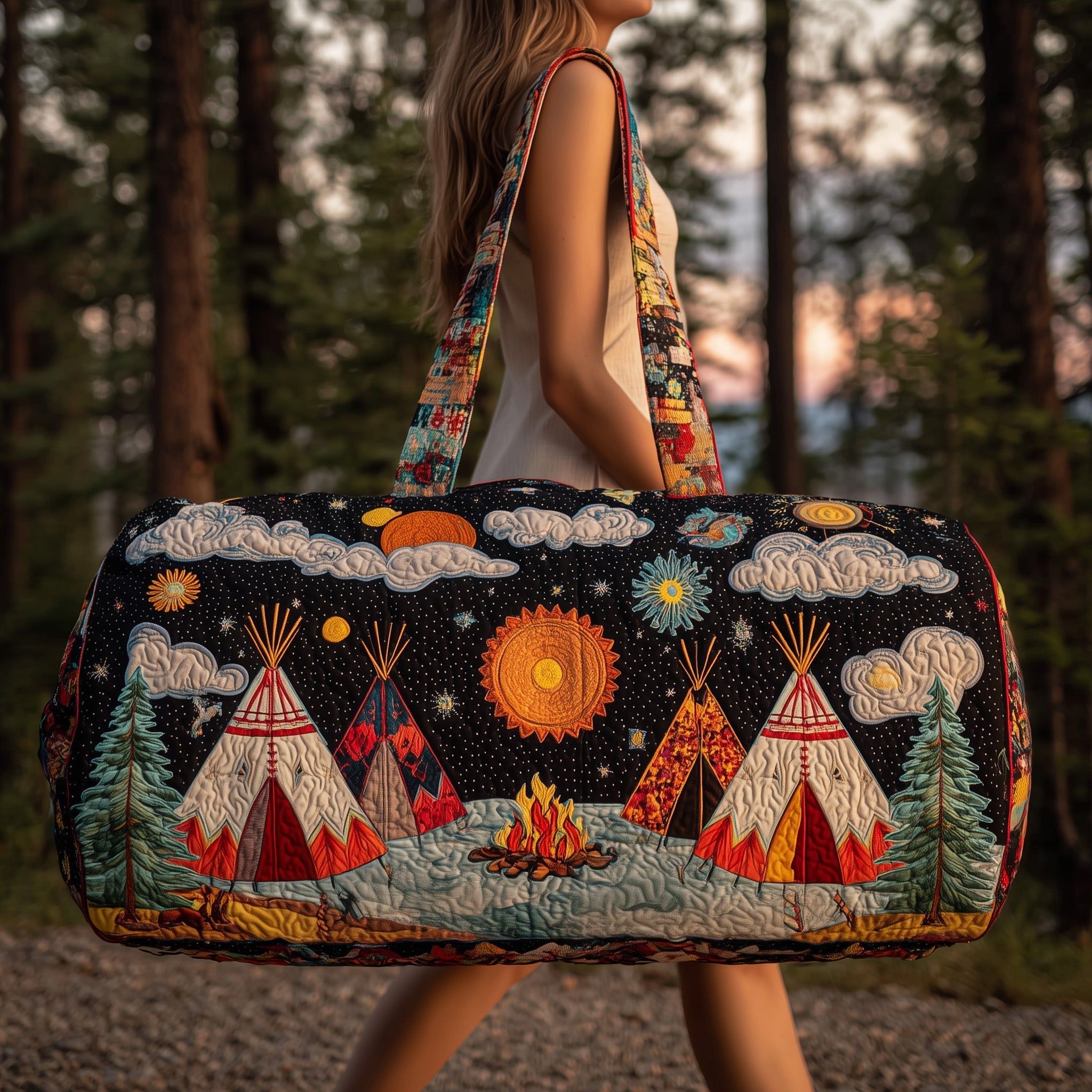 Tribal Comfort Quilted Duffle Bag Ladies Travel Duffel Bag Native American Mother'S Day Gifts