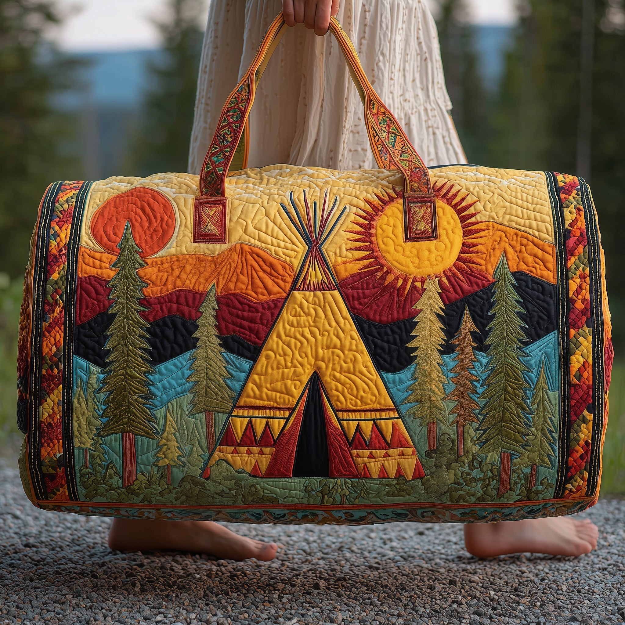 Tribal Comfort Quilted Duffle Bag Womens Large Travel Duffel Bag Native American Gift Items