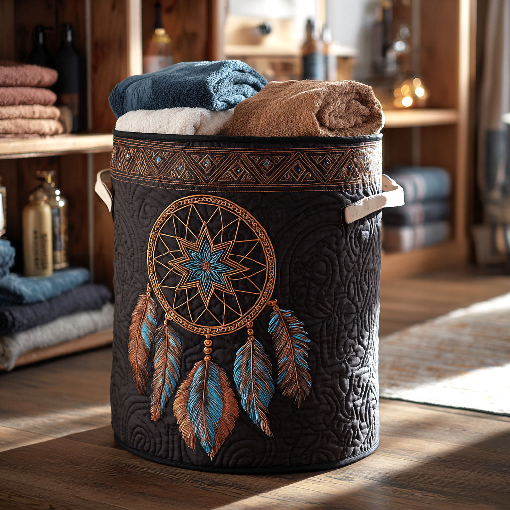 Tribal Compass Quilted Laundry Basket Modern Clothes Hamper Best Native American Gifts