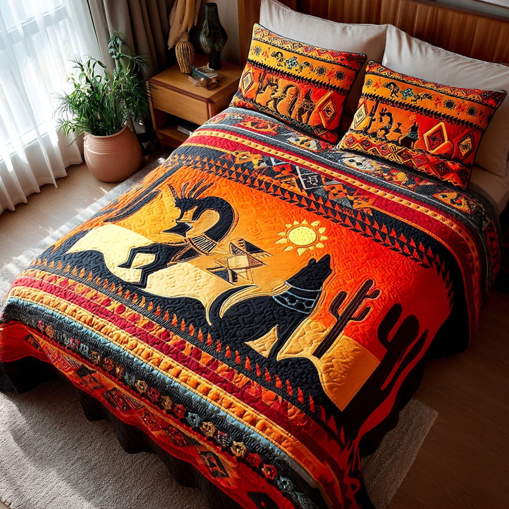 Tribal Harmony Quilted Bedding Set Unique Bed Sheet Set Native Gifts For Men Women