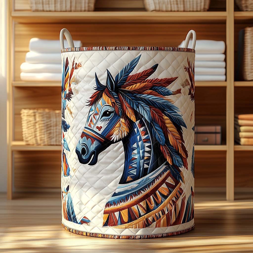 Tribal Horse Quilted Laundry Basket Unique Hampers Christmas Gift Ideas For Mom
