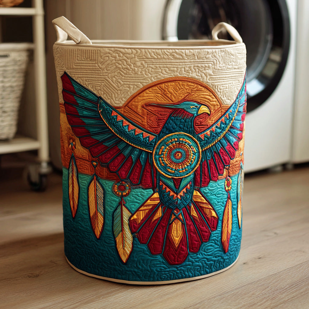 Tribal Sky Eagle Quilted Laundry Basket Unique Laundry Hamper Ideas Native American Gifts For Father's Day