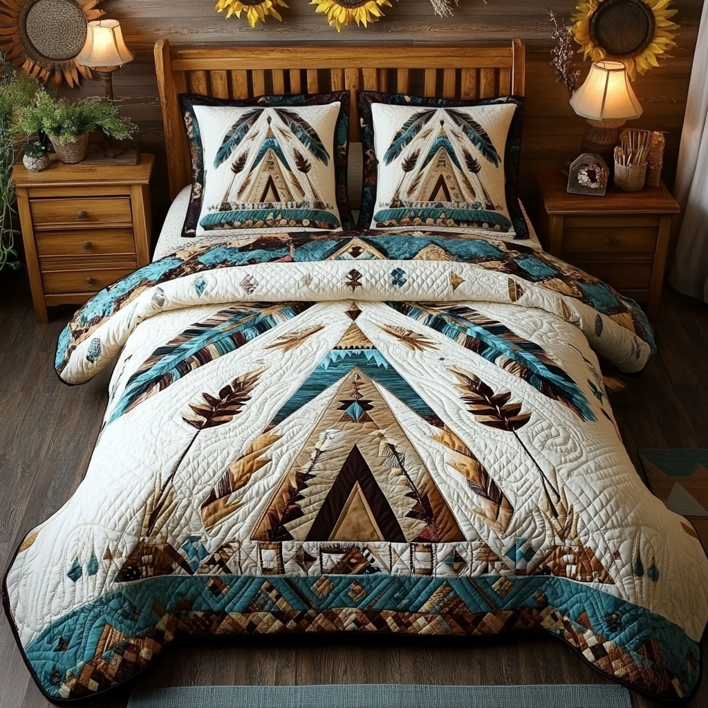 Tribal Spirit Quilted Bedding Set Best Bedspread Set Unique Best Gifts For Cat Lovers