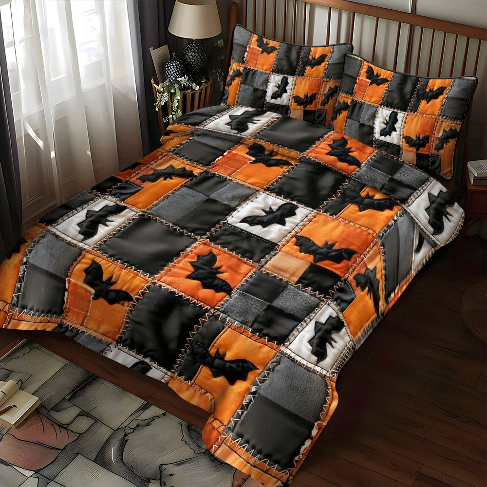 Trick Or Treat Halloween Quilted Bedding Set Cute Queen Bed Sheets Halloween Gifts For Her