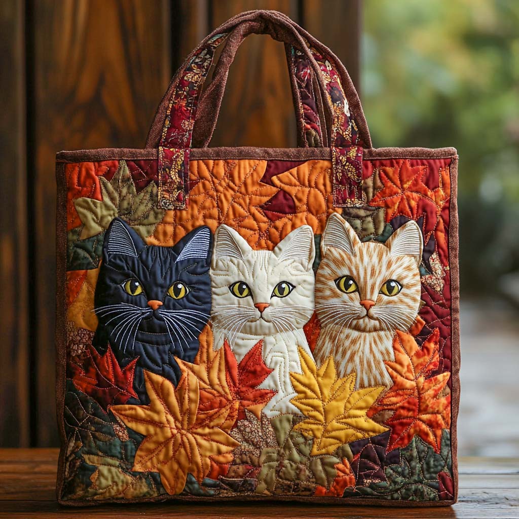 Trio of Autumn Whiskers Quilted Tote Bag Popular Womens Tote Bags Perfect Mother' Day Gifts