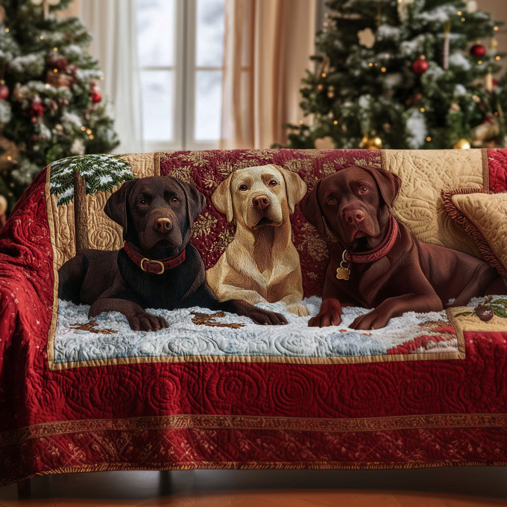 Trio of Labs Quilted Sofa Cover Couch Protector Gifts For Labrador Owners