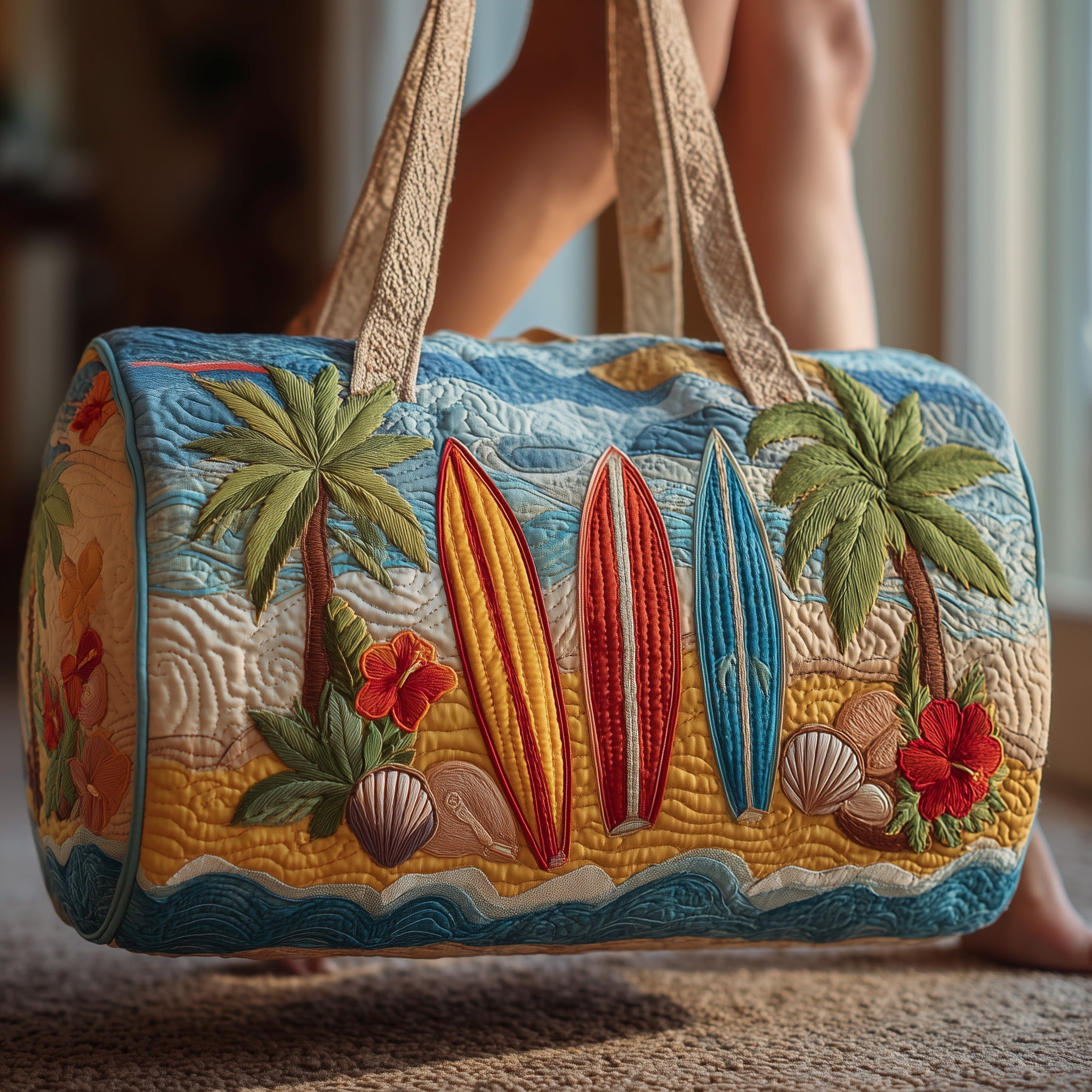 Tropical Beach Quilted Duffle Bag Best Travel Duffel Bag For Women Presents For Mothers