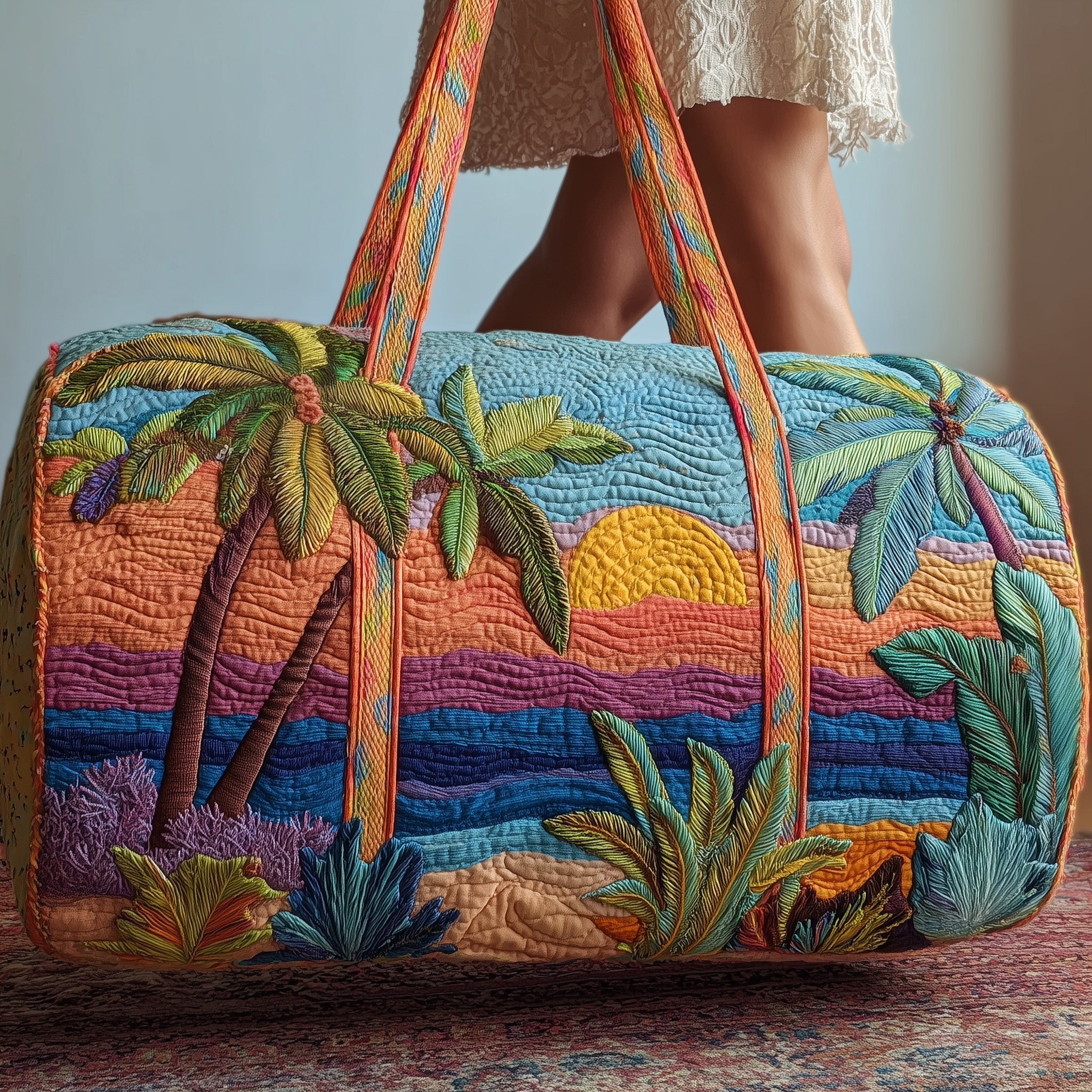 Tropical Beach Quilted Duffle Bag Cute Duffel Bags Women Birth Gifts For Mom