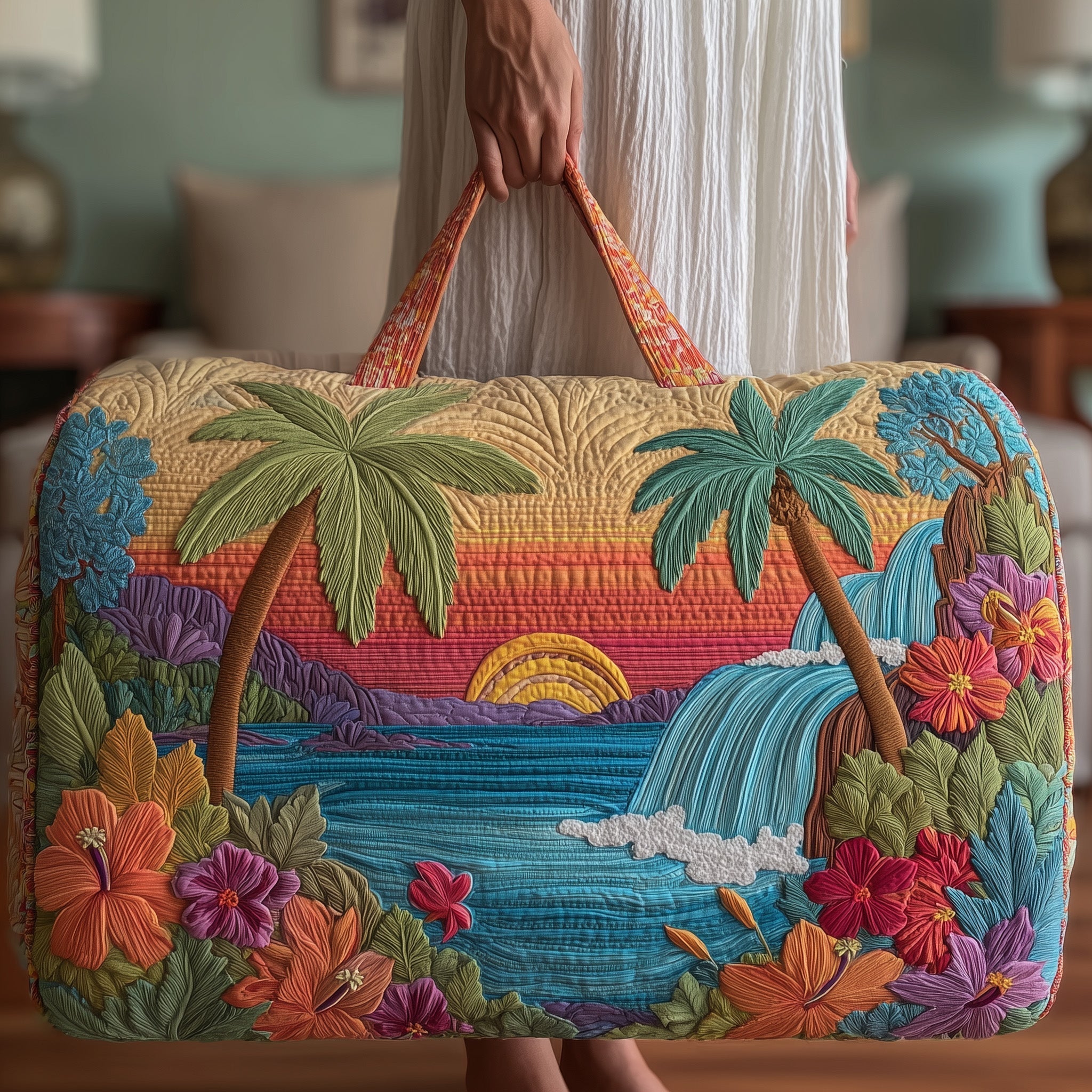 Tropical Beach Quilted Duffle Bag Good Travel Duffel Bags Great Mother's Day Gifts