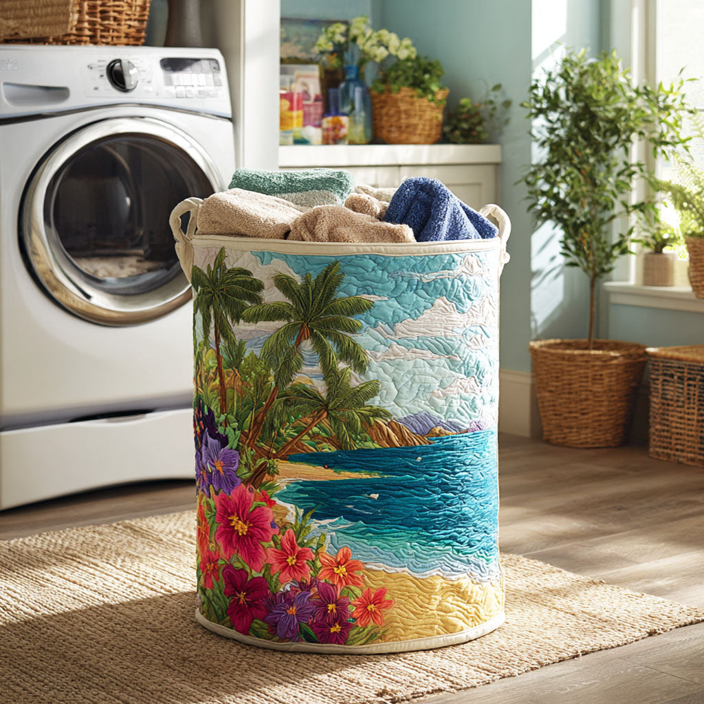 Tropical Breeze Quilted Laundry Basket Modern Clothes Hamper Creative Mother's Day Gifts