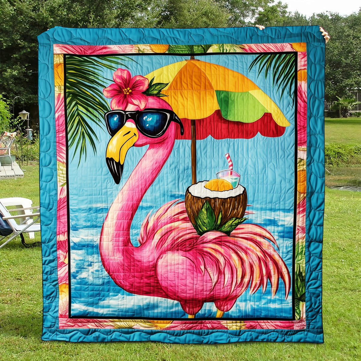 Tropical Flamingos Quilted Blanket Cozy Bedroom Ideas Birthday Gifts For Flamingo Lovers