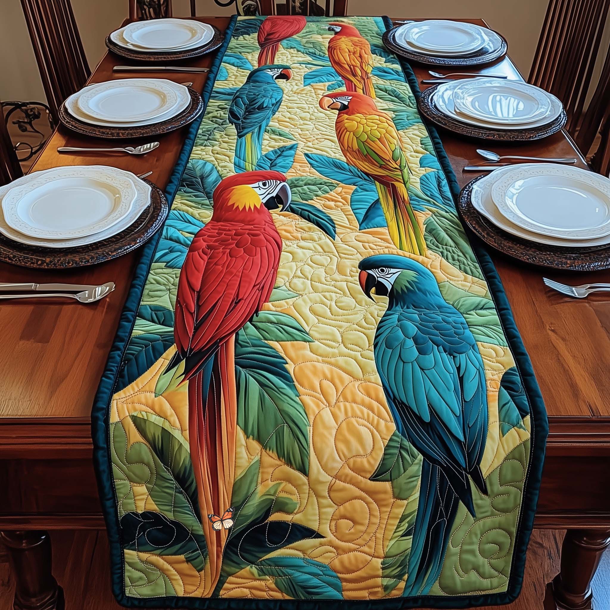 Tropical Parrot Quilted Table Runner Dining Room Table Toppers Parrot Gifts Online