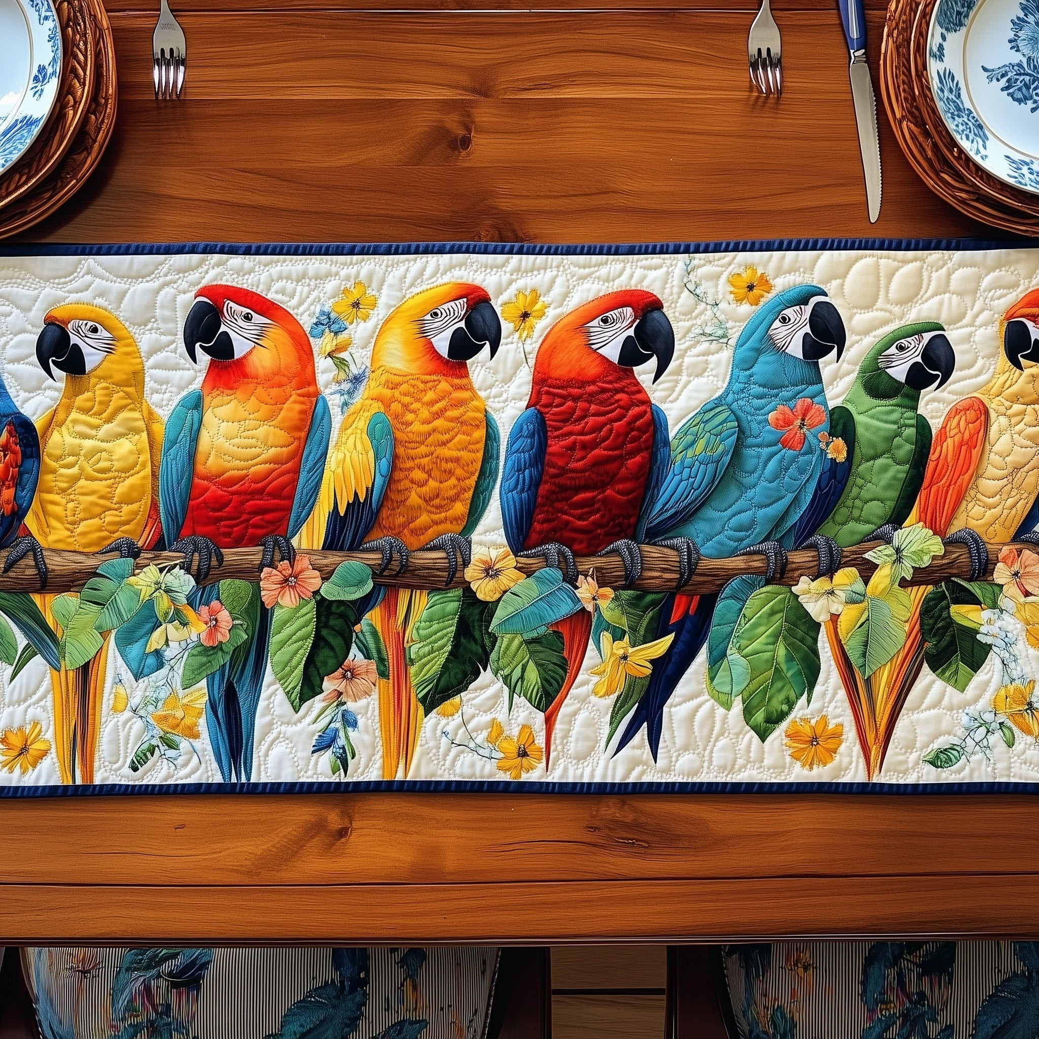 Tropical Parrot Quilted Table Runner Dining Table Ideas Christmas Gifts For Parrots