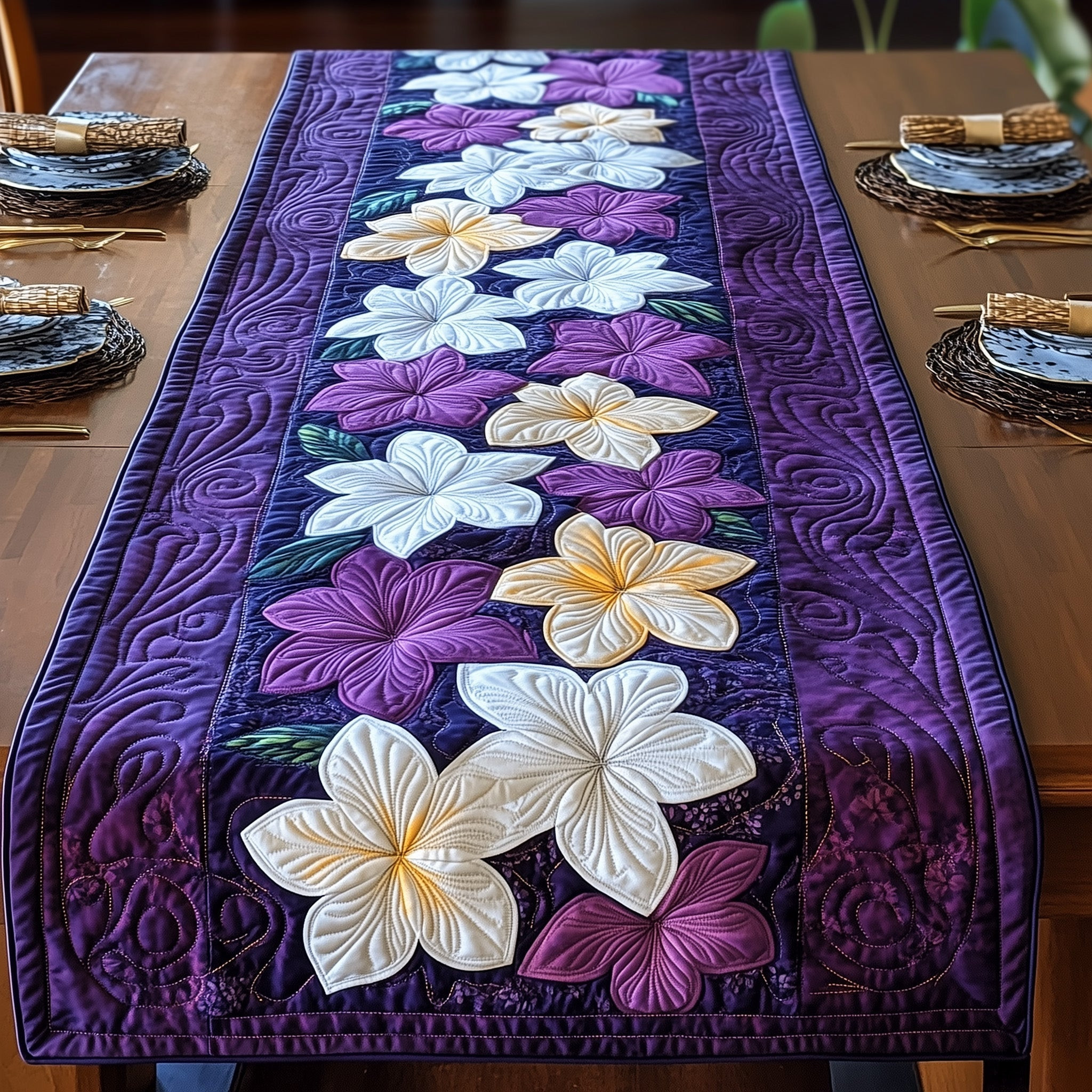 Tropical Plumeria Quilted Table Runner Tropical Table Runner Great Mothers Day Ideas