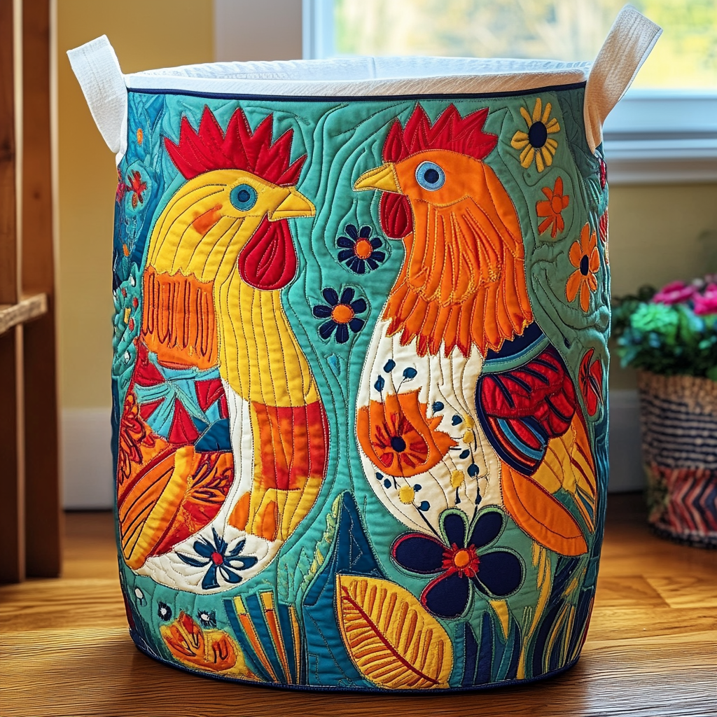 Tropical Roosters Quilted Laundry Basket Laundry Decor Ideas Gifts For People Who Love Chickens