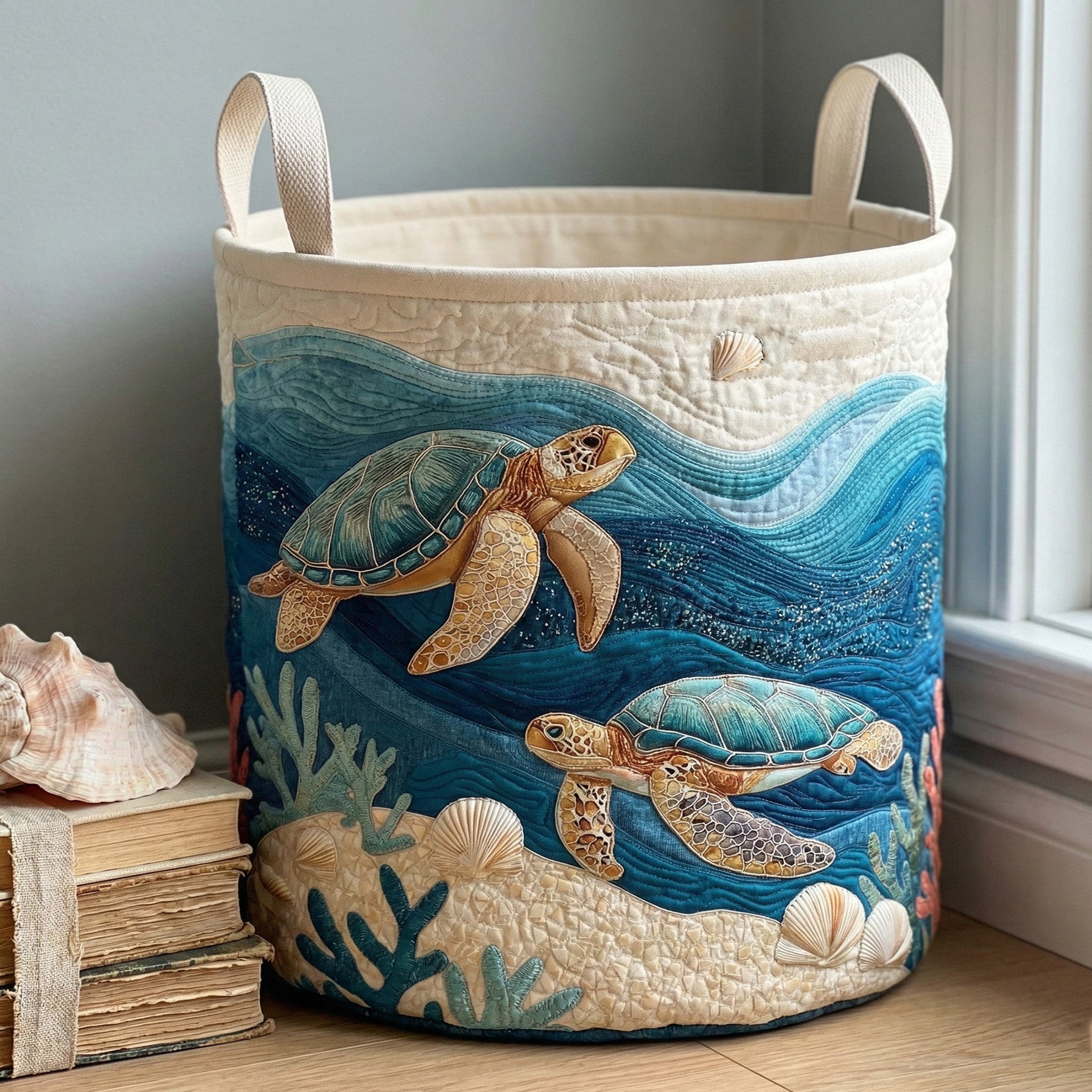 Tropical Sea Escape Quilted Laundry Basket Biggest Laundry Basket Cat Themed Items