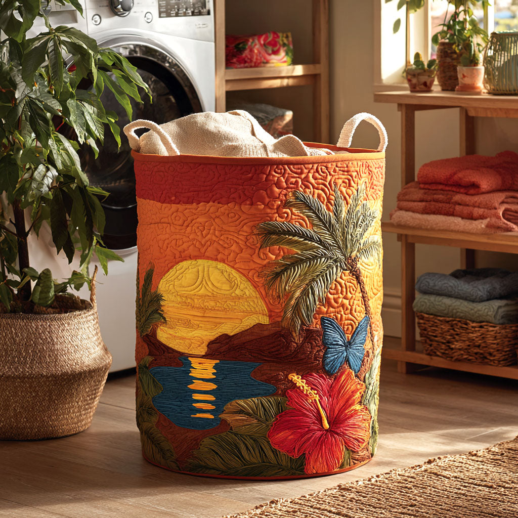 Tropical Sunset Quilted Laundry Basket Laundry Hamper Gifts For Mothers