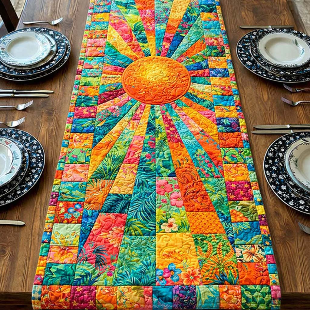 Tropical Sunshine Quilted Table Runner Unique Table Runner Ideas Mothers Day Gift Suggestions