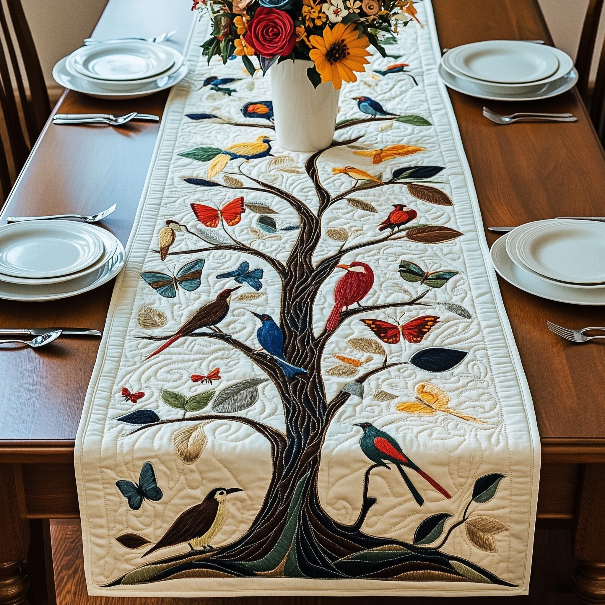 Tropical Tree Of Life Quilted Table Runner Dining Table Table Runner Tree Of Life Gifts For Men
