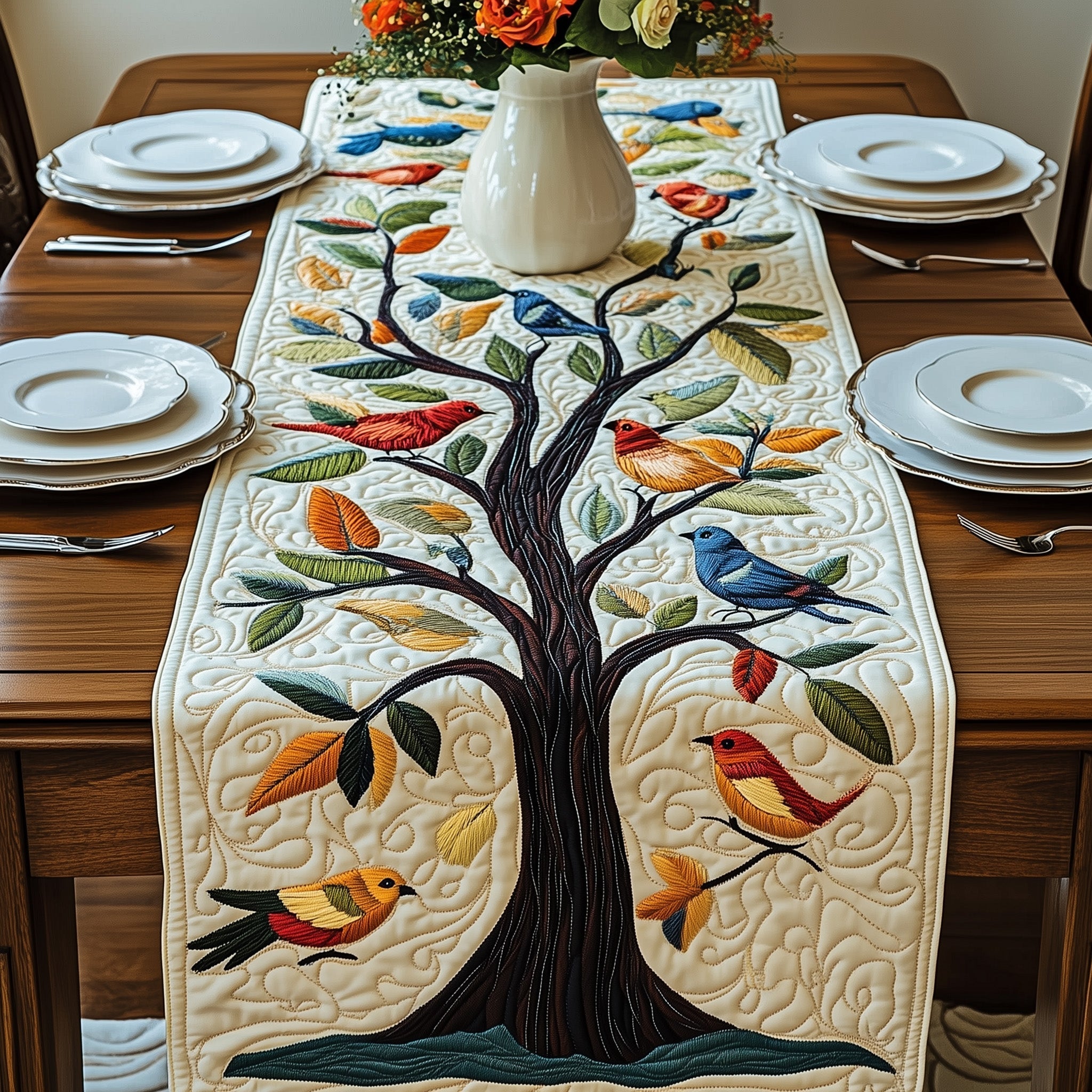 Tropical Tree Of Life Quilted Table Runner Table Mat Runner Tree Of Life Gifts For Grangarents