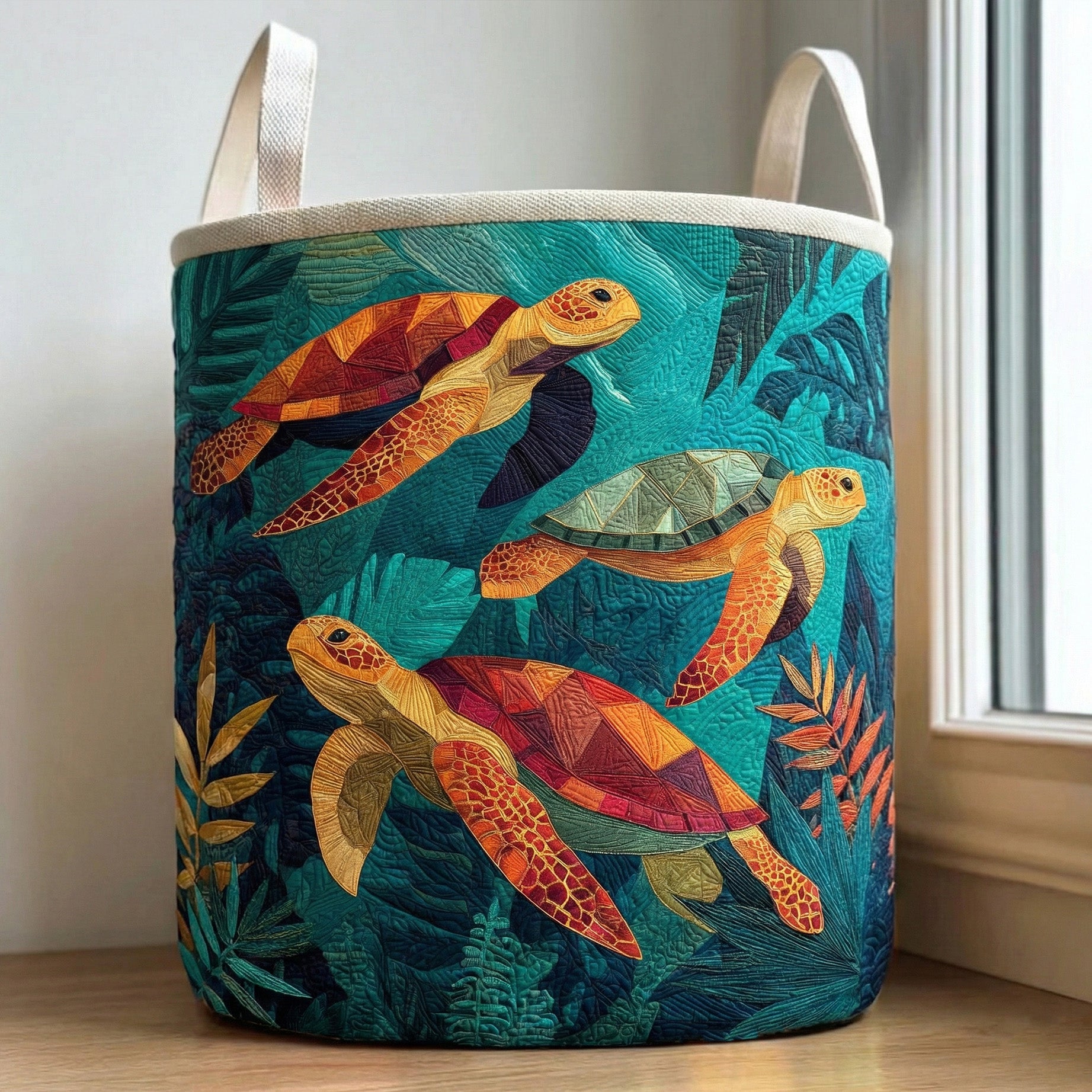 Tropical Turtle Trio Quilted Laundry Basket Biggest Laundry Basket Cat Themed Birthday Presents