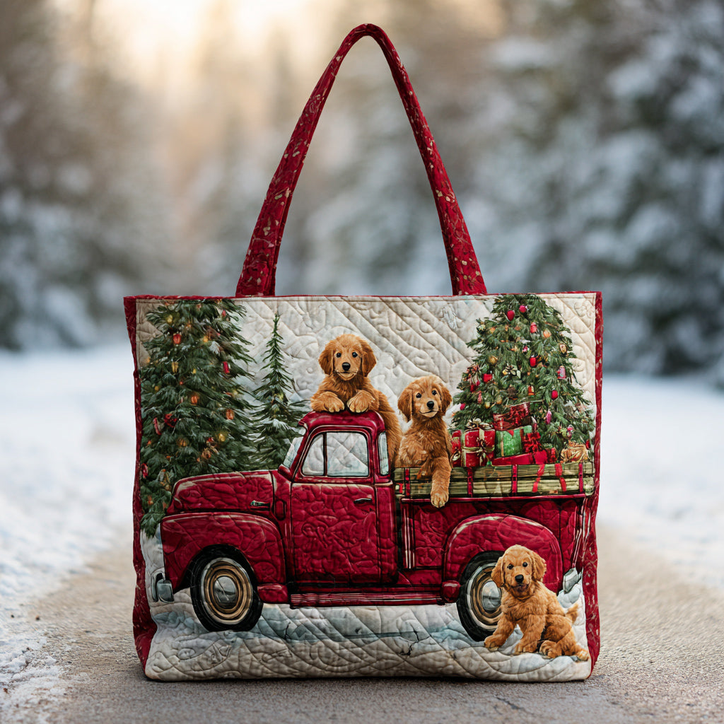 Truck Golden Retriever Quilted Tote Bag Popular Designer Totes Christmas Gifts For Mum