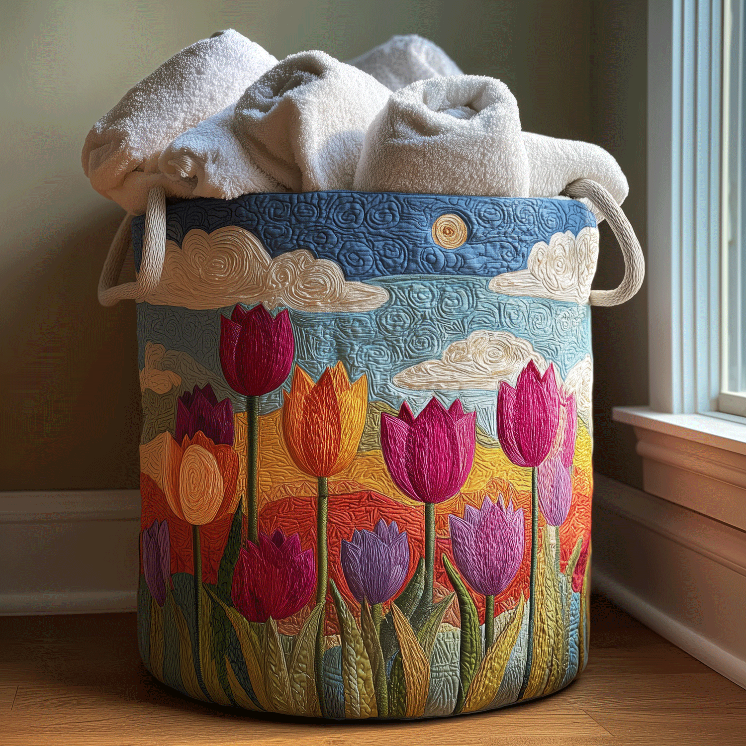Tulip Daylight Quilted Laundry Basket Best Clothes Basket Gift Idea For New Homeowner