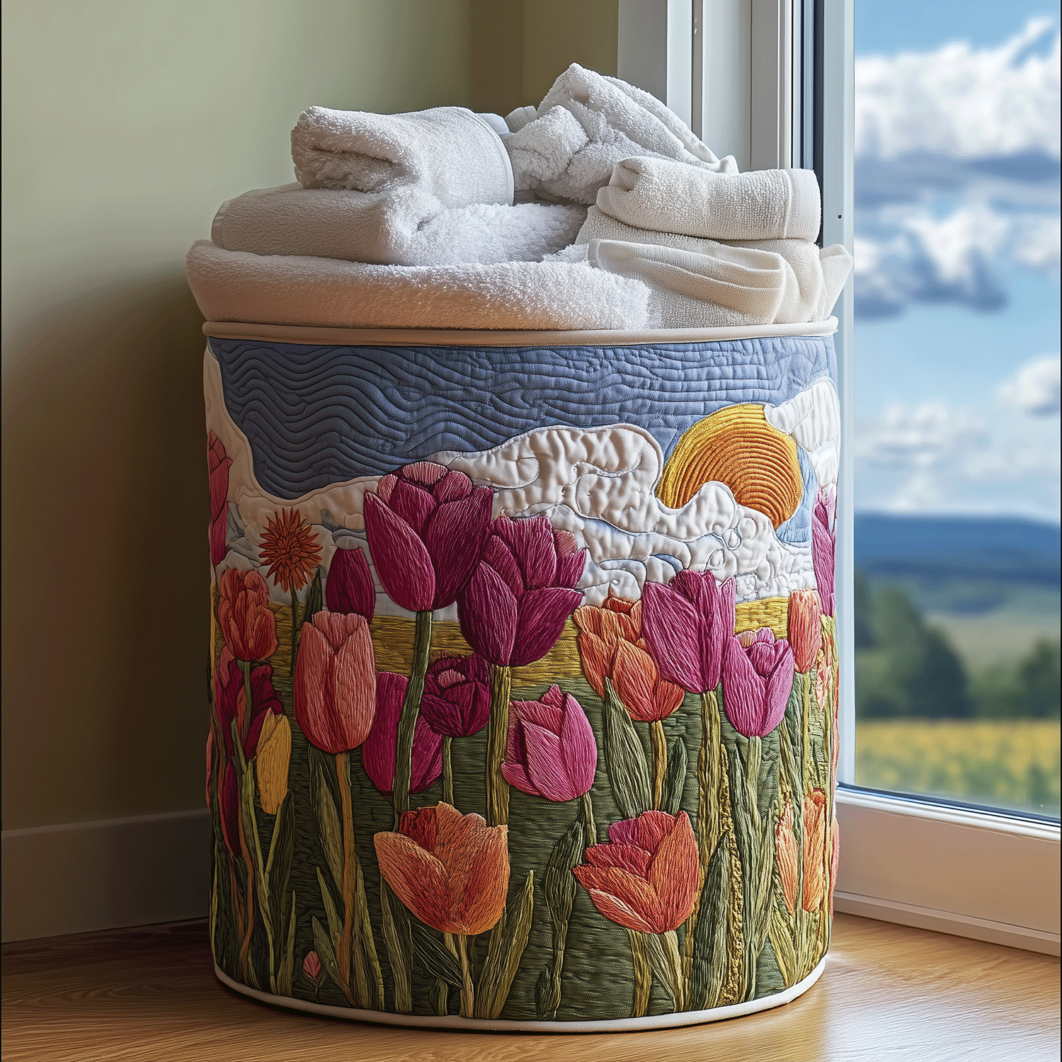 Tulip Garden Quilted Laundry Basket Best Foldable Laundry Basket Great Gifts For New Homeowners