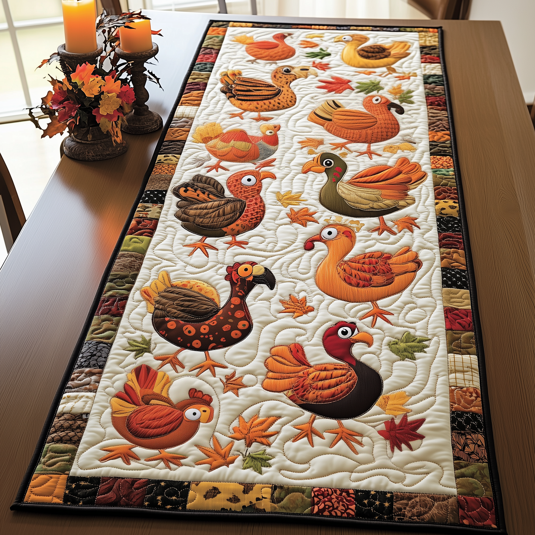 Turkey Quilted Table Runner Thanksgiving Runner Table Thanksgiving Gifts For Clients