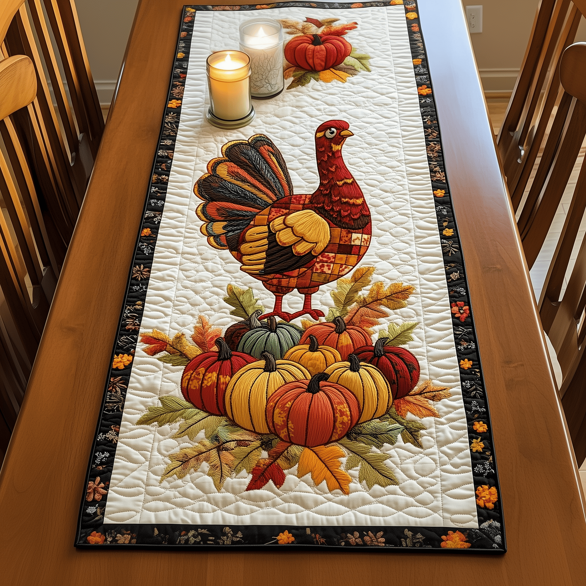 Turkey Quilted Table Runner Thanksgiving Table Toppers Thanksgiving Gifts For Family