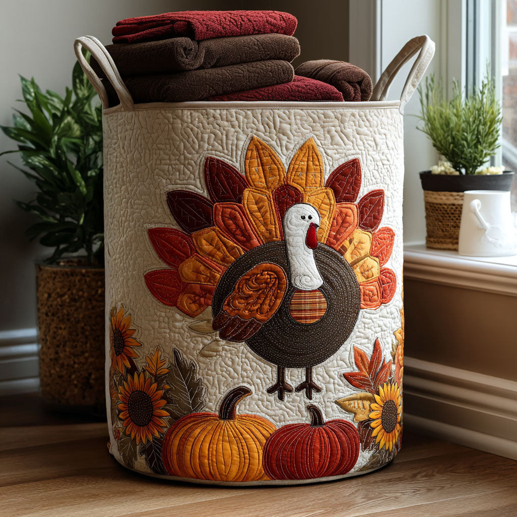 Turkey Time Charm Quilted Laundry Basket Laundry Hamper Good Thanksgiving Gifts
