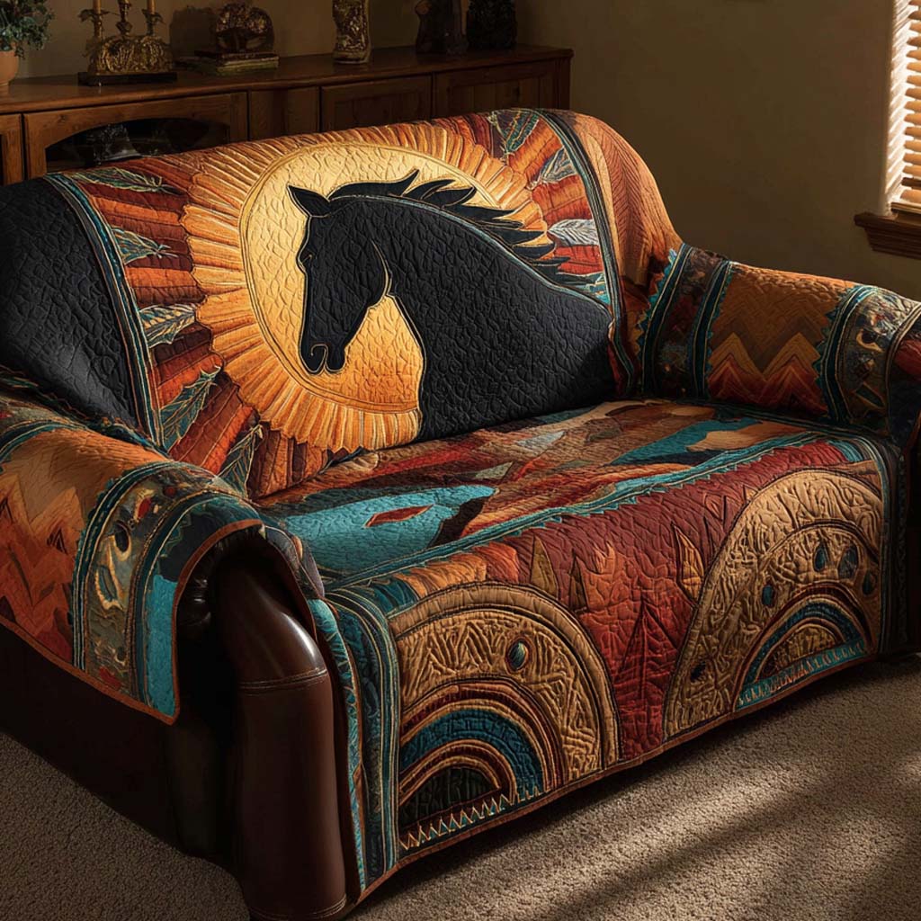 Turquoise Mesa Stallion Quilted Sofa Cover The Best Couch Covers Awesome Native American Gifts