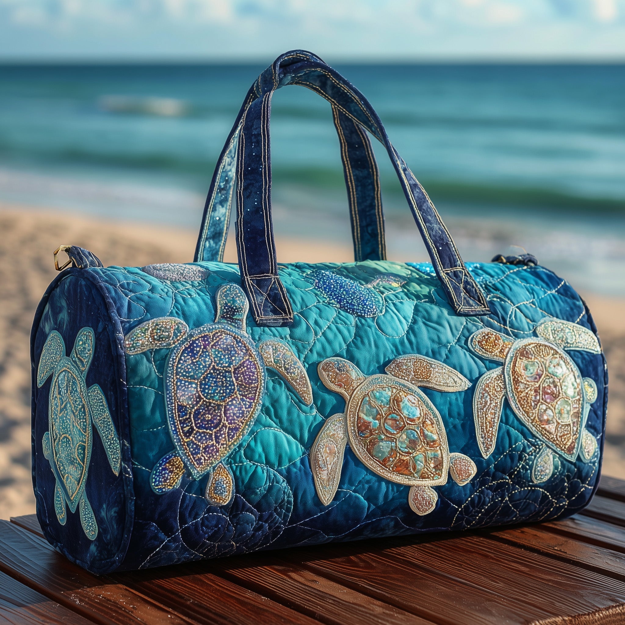 Turtle Charm Quilted Duffle Bag Best Small Duffel Bag Thoughtful Mothers Day Gifts