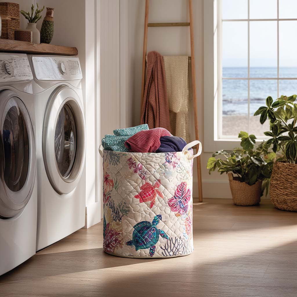 Turtle Dreams Quilted Laundry Basket Clothes Hamper Mummy Gifts From Daughter