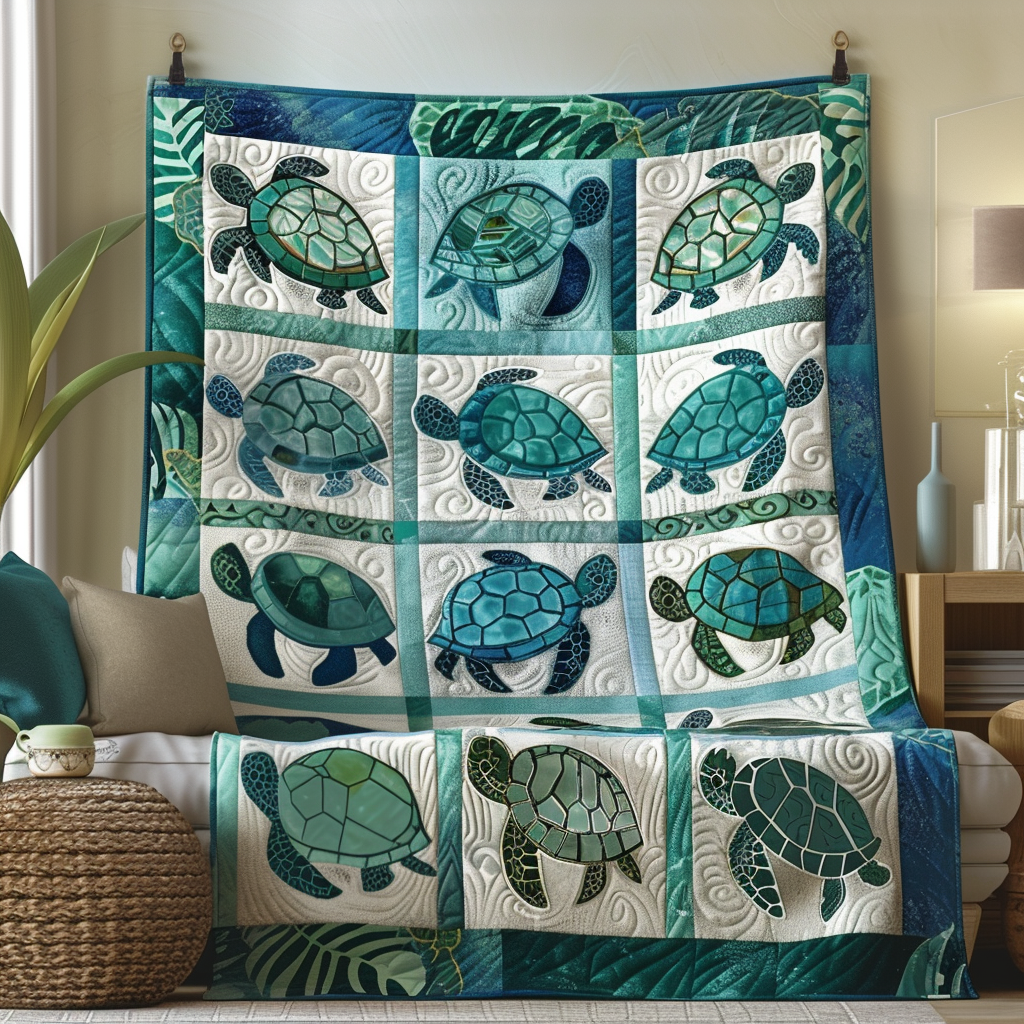 Turtle Harmony Quilted Blanket Great Bed Sets Turtle Themed Gifts For Adults