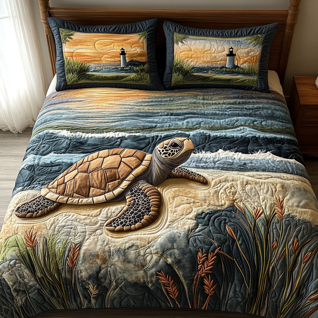 Turtle Journey Quilted Bedding Set Best Bedding Sets Sea Turtle Themed Gifts