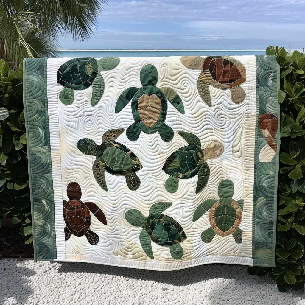 Turtle Mosaic Quilted Blanket Bed Decor Turtle Present Ideas