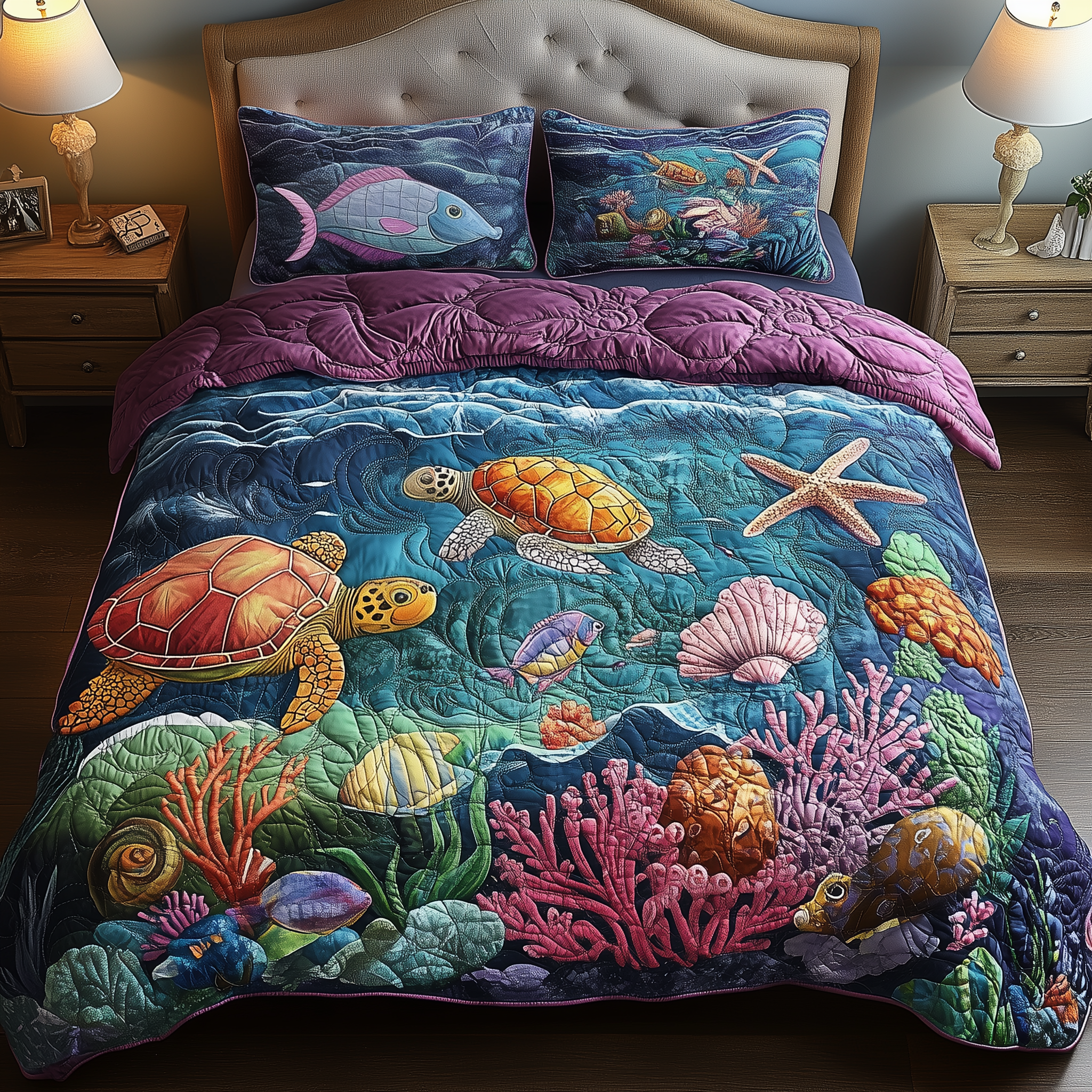 Turtle Ocean Quilted Bedding Set Great Sheet Sets Unique Sea Turtle Gifts